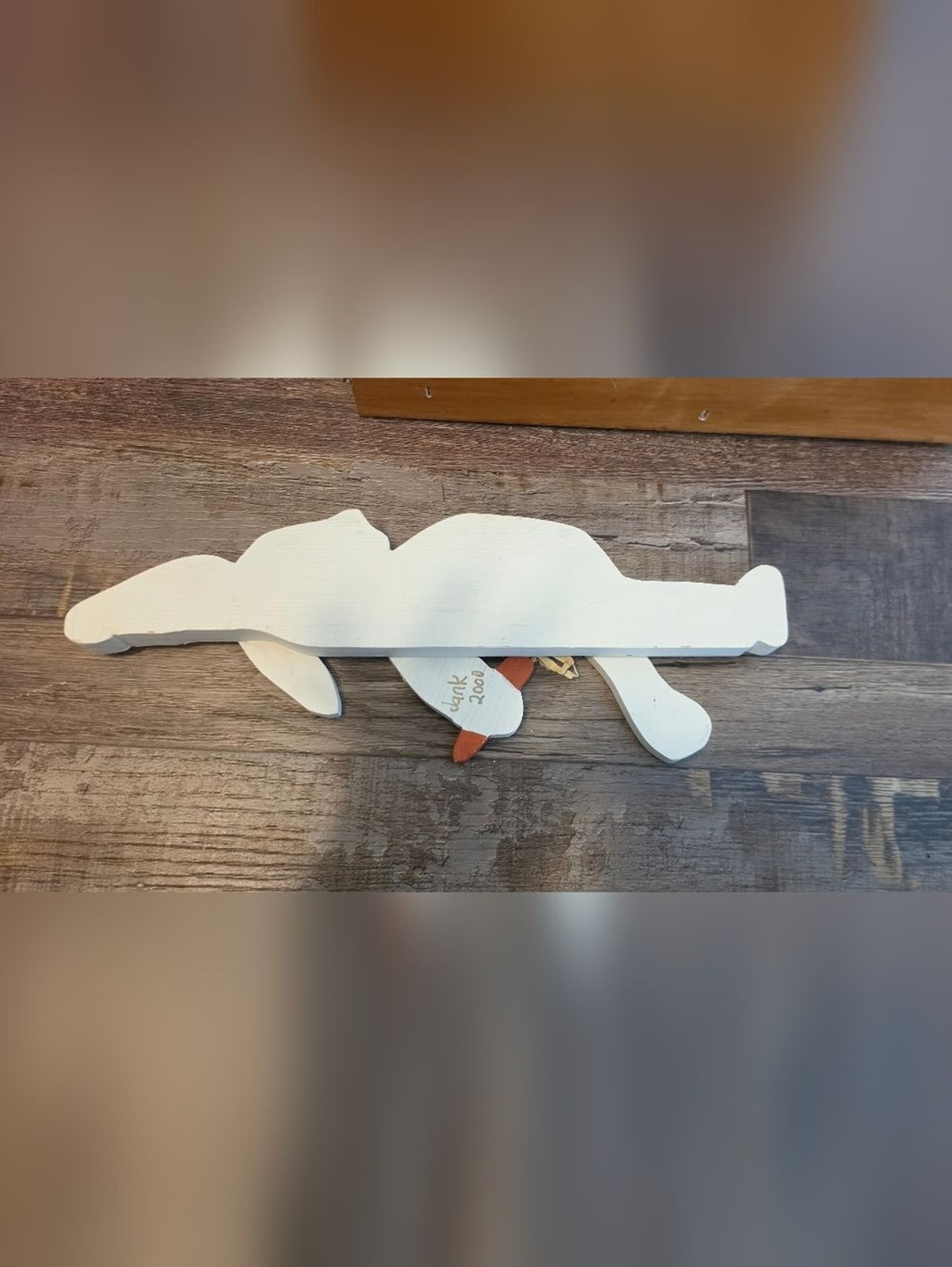 Rustic White Wooden Bunny Shelf Sitter