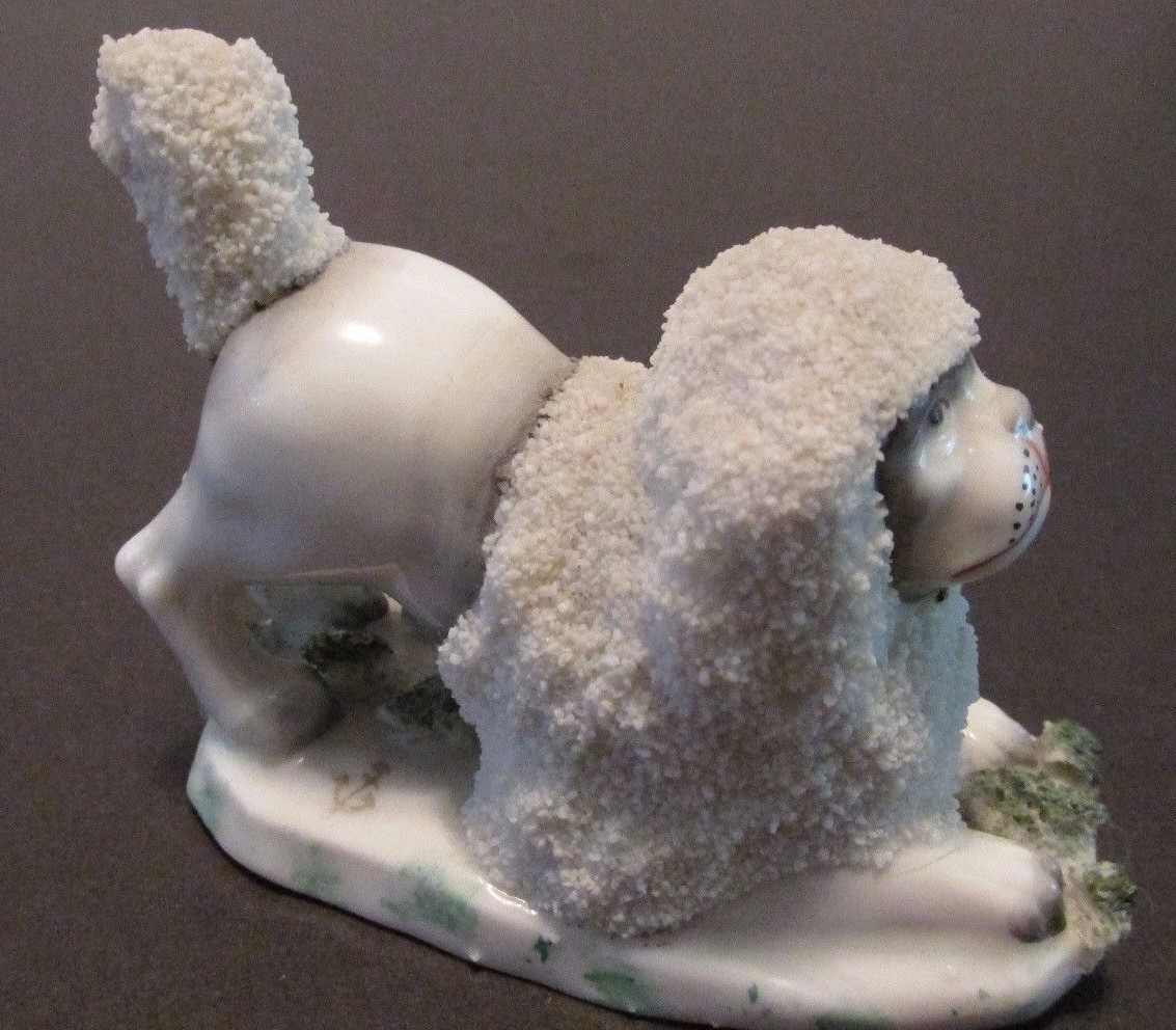 Antique Chelsea Samson POODLE DOG Figurine Gold Anchor Mark Let’s Play Position