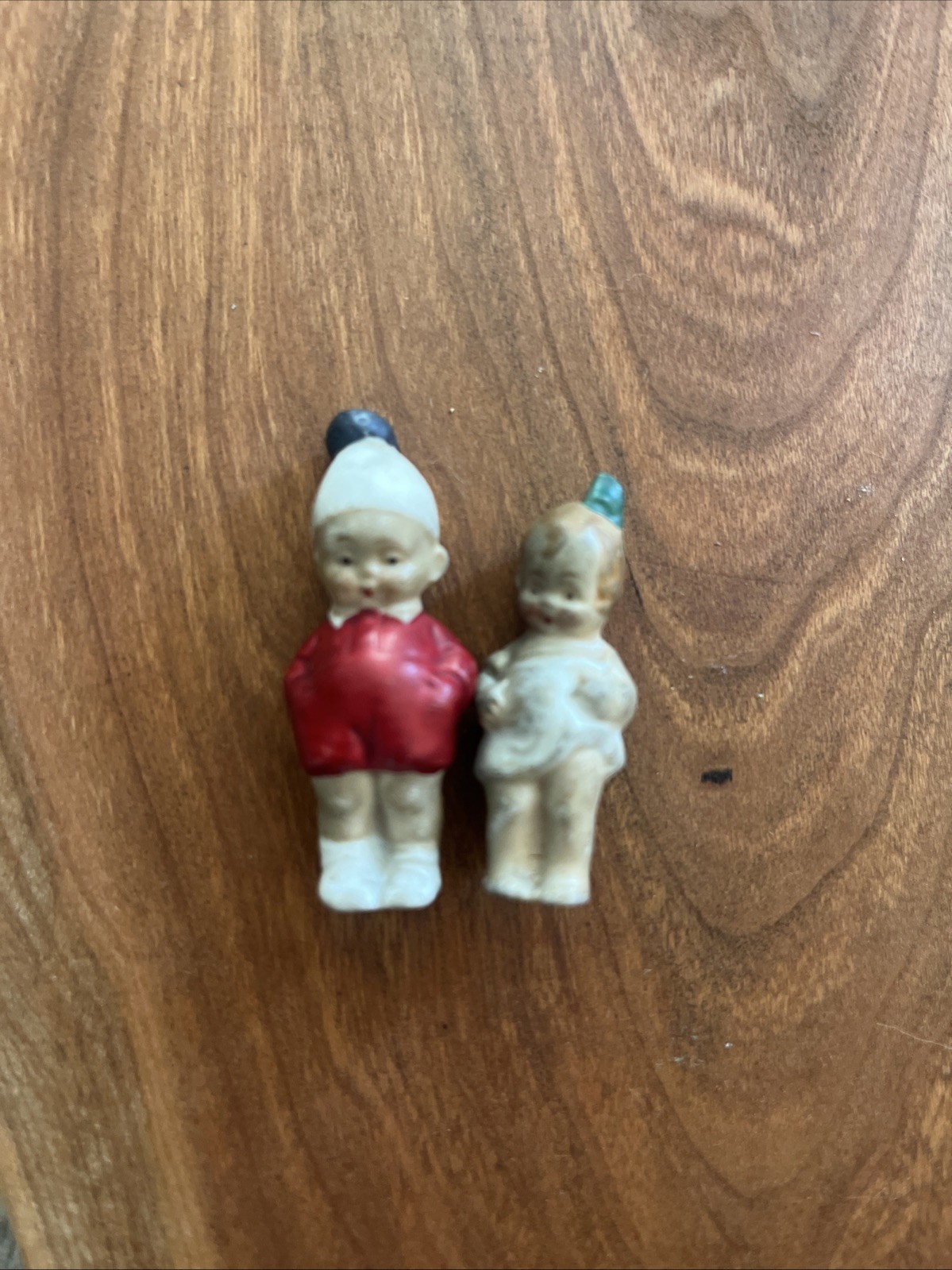 2 VTG Miniature Made In Germany Porcelain Or Bisque Figurine Dolls 1 3/4” Tall