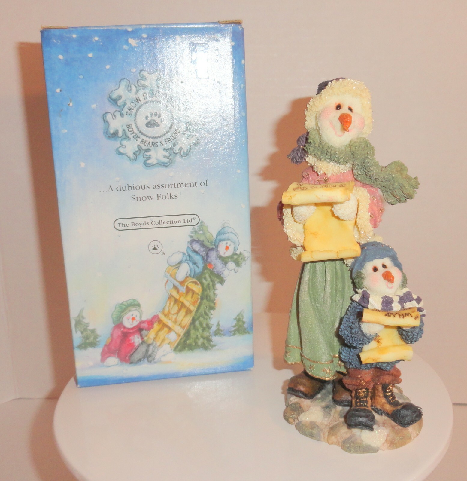 Boyds Snow Dooodes Snowman Figure Mrs G Clef & Harmony #36517 w/ BOX 2001
