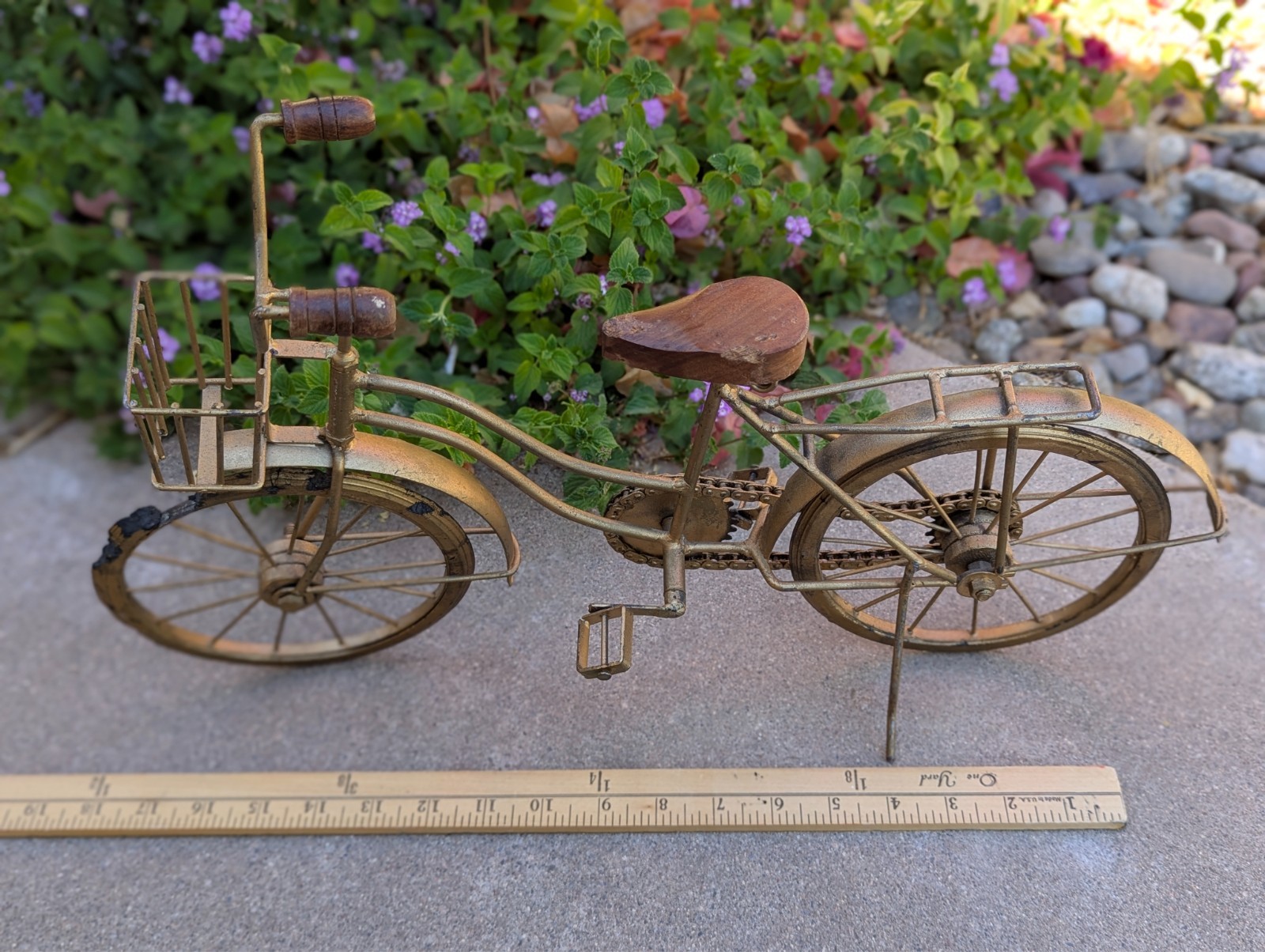 GIANT bicycle sculpture gold see photos for condition 21″ long mcm decor bike