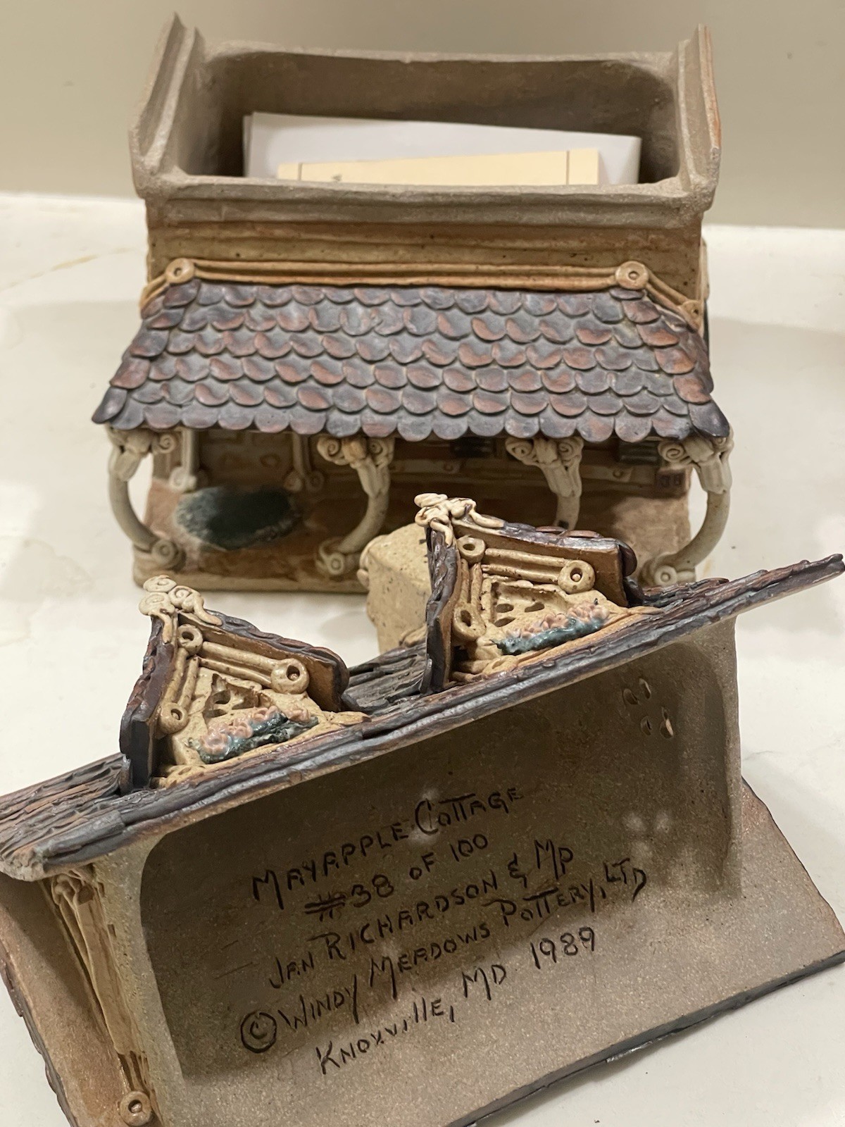 Windy Meadows Pottery MAYAPPLE Candle House 1989 8.5″ MP 38 Of 100
