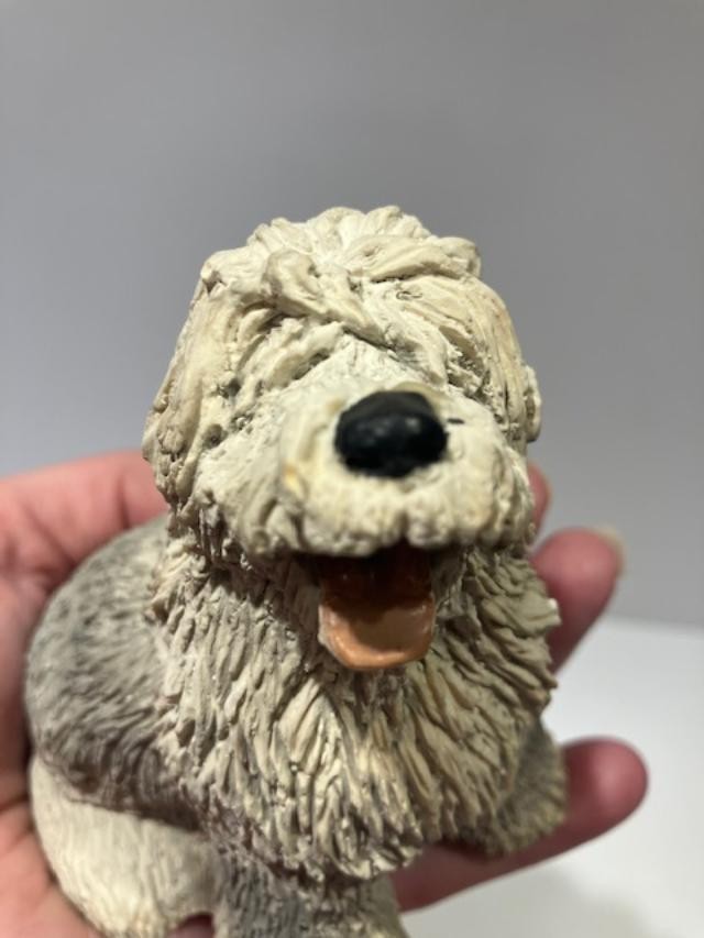 1984 United Design Sheepdog Figurine Stone Critters Dog 3.75 Inches Tall