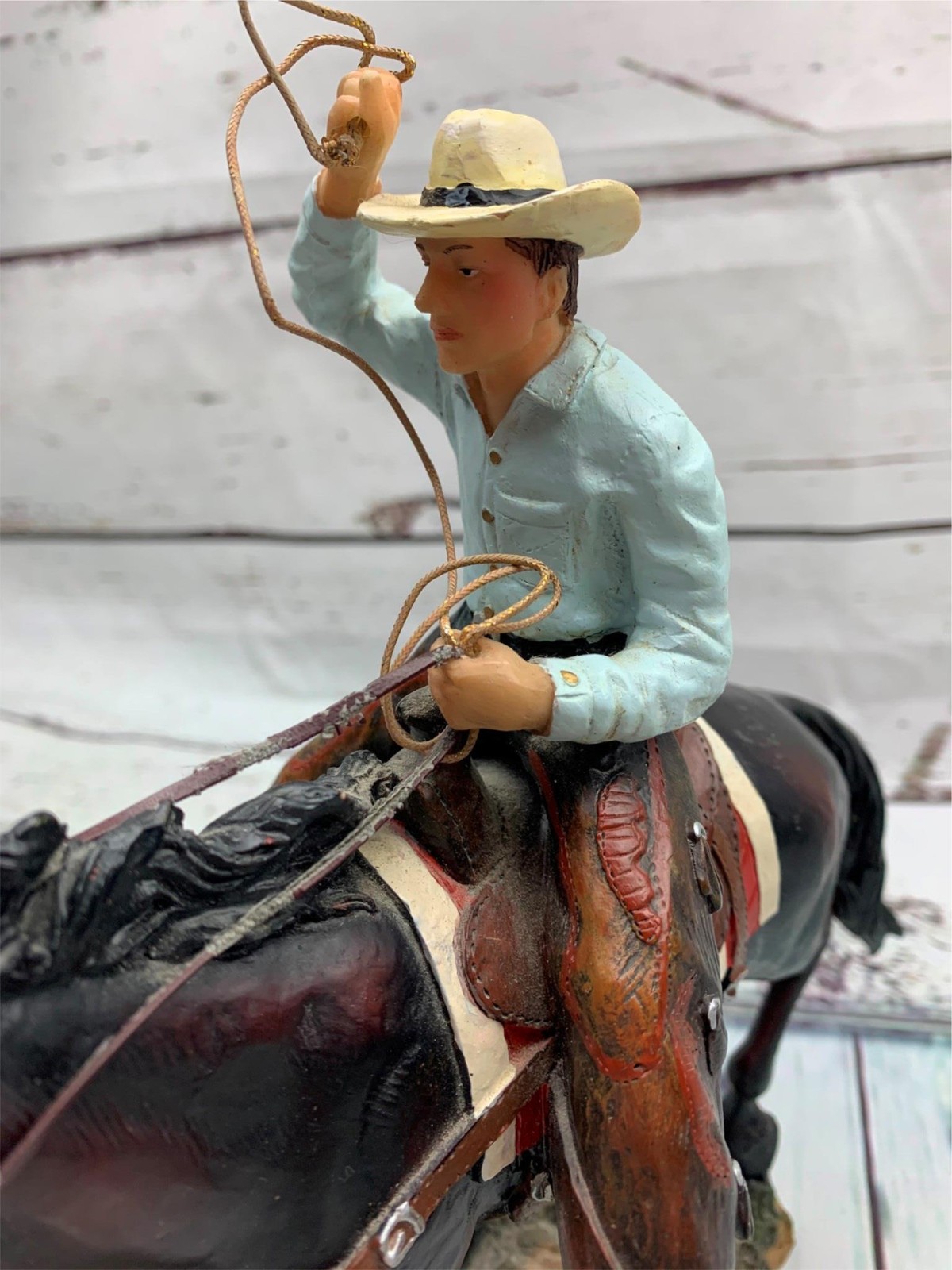 Landscape Nature Figurines Sculptures Cowboy on Horse Full Color