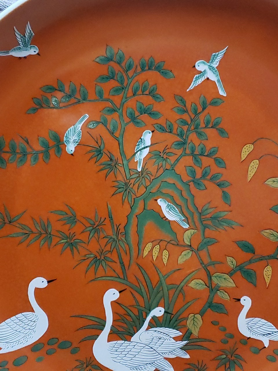 Andrea By Sadek Asian Red Plate White Birds