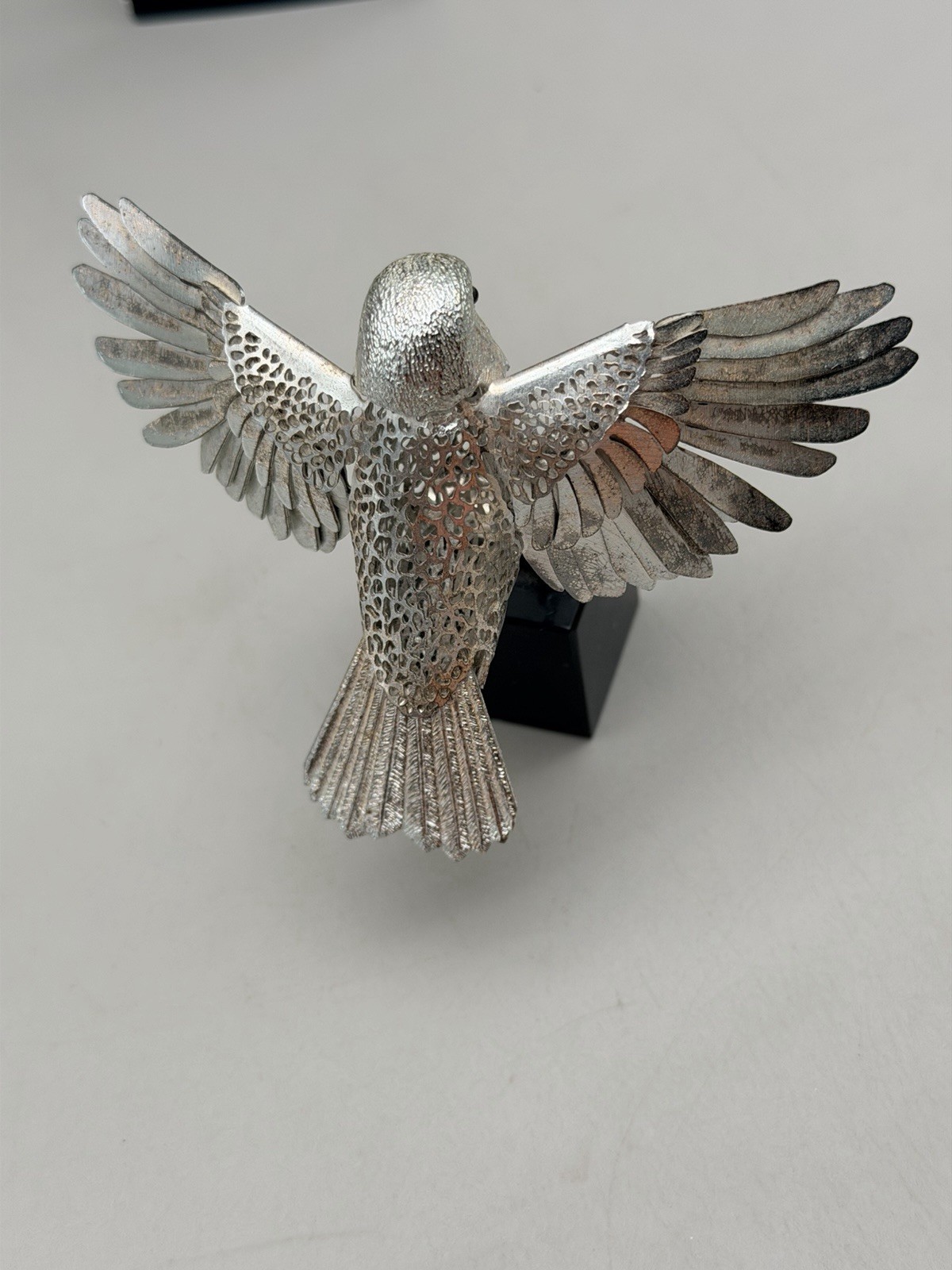 Christofle France Lumiere D’Argent Silver Plate Nuthatch Bird Marble Base Boxed