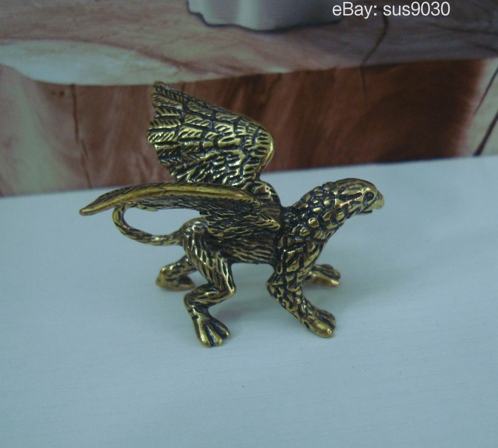 Solid Brass Strong Griffin Figurine Statue for Home Garden Decor