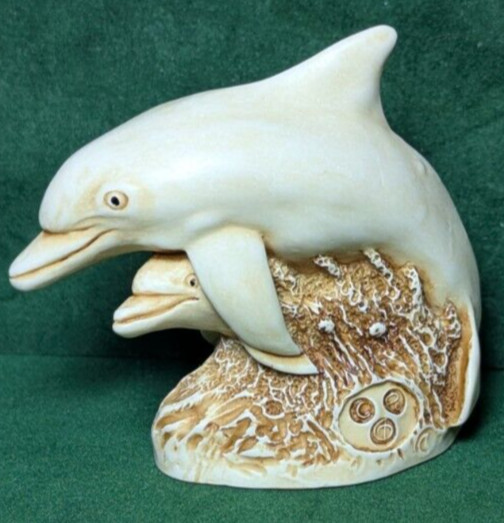Harmony Kingdom “SQUEE” Dolphin & Baby TJNDO ’99 NetsUKe-Calvesbert-Marble/Resin
