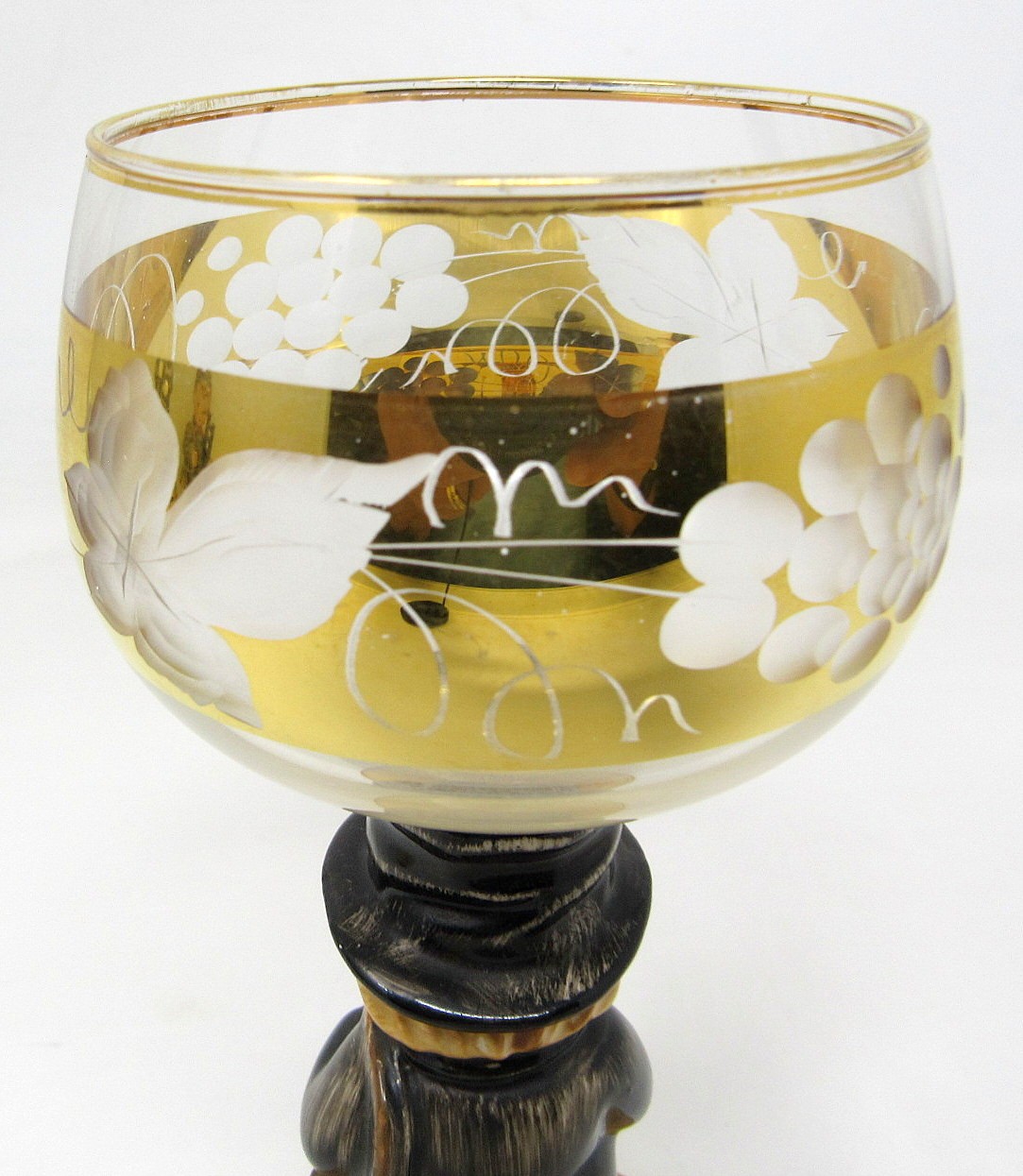 Chimney Sweep Wine Glass Goebel Bockling Porcelain 4oz Ladder Gold 6in Vintage
