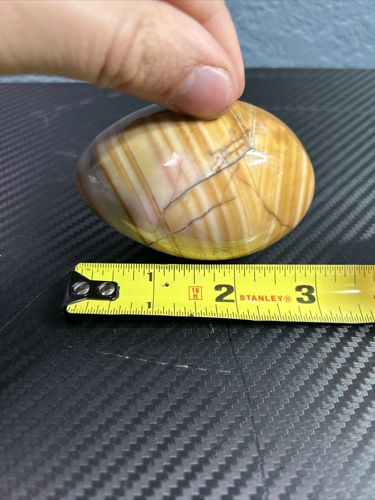 Vintage Multicolor Stone Egg Carving Brown