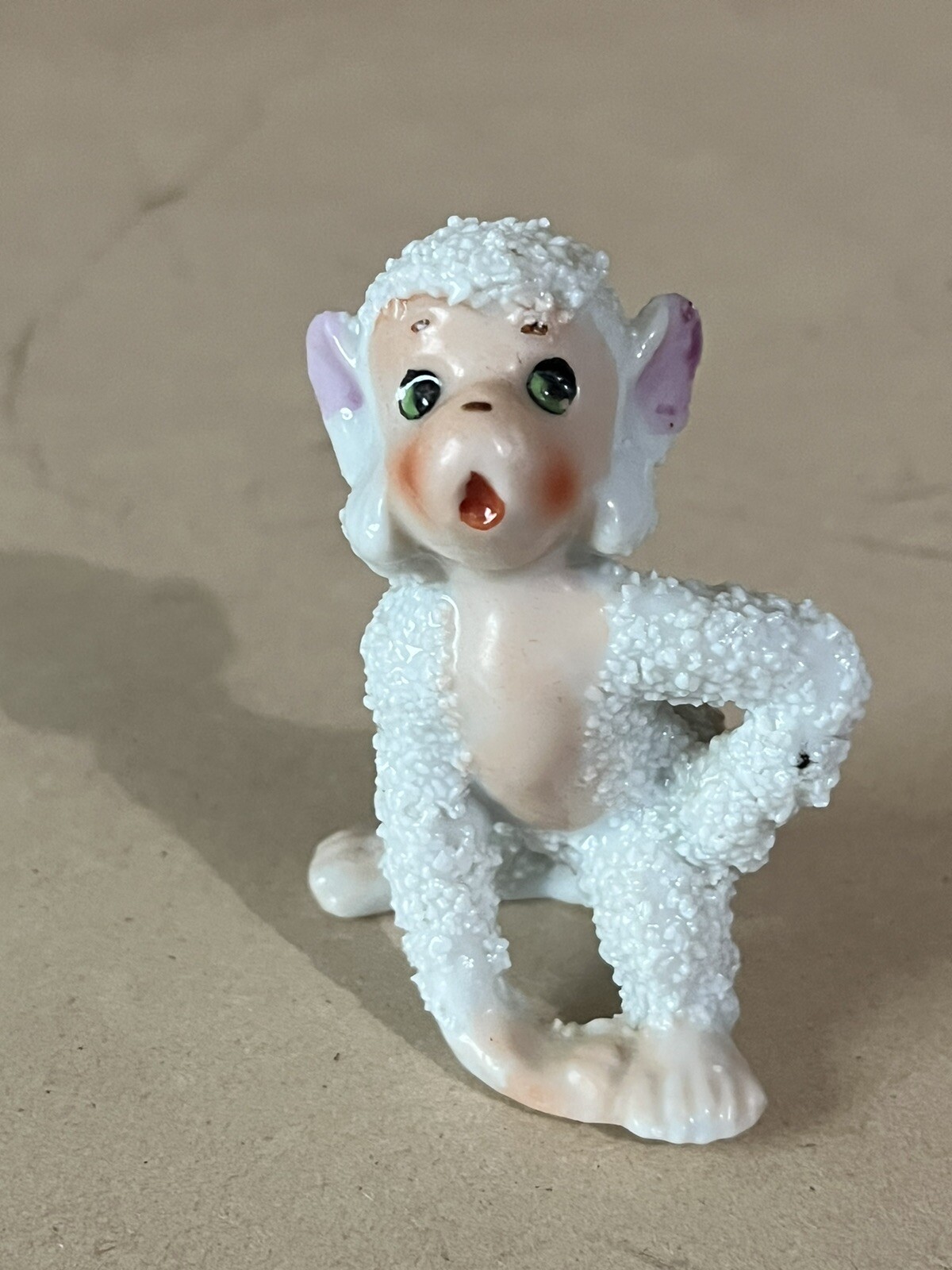 Vtg 8cm Sugar Textured Porcelain Monkey Figurine