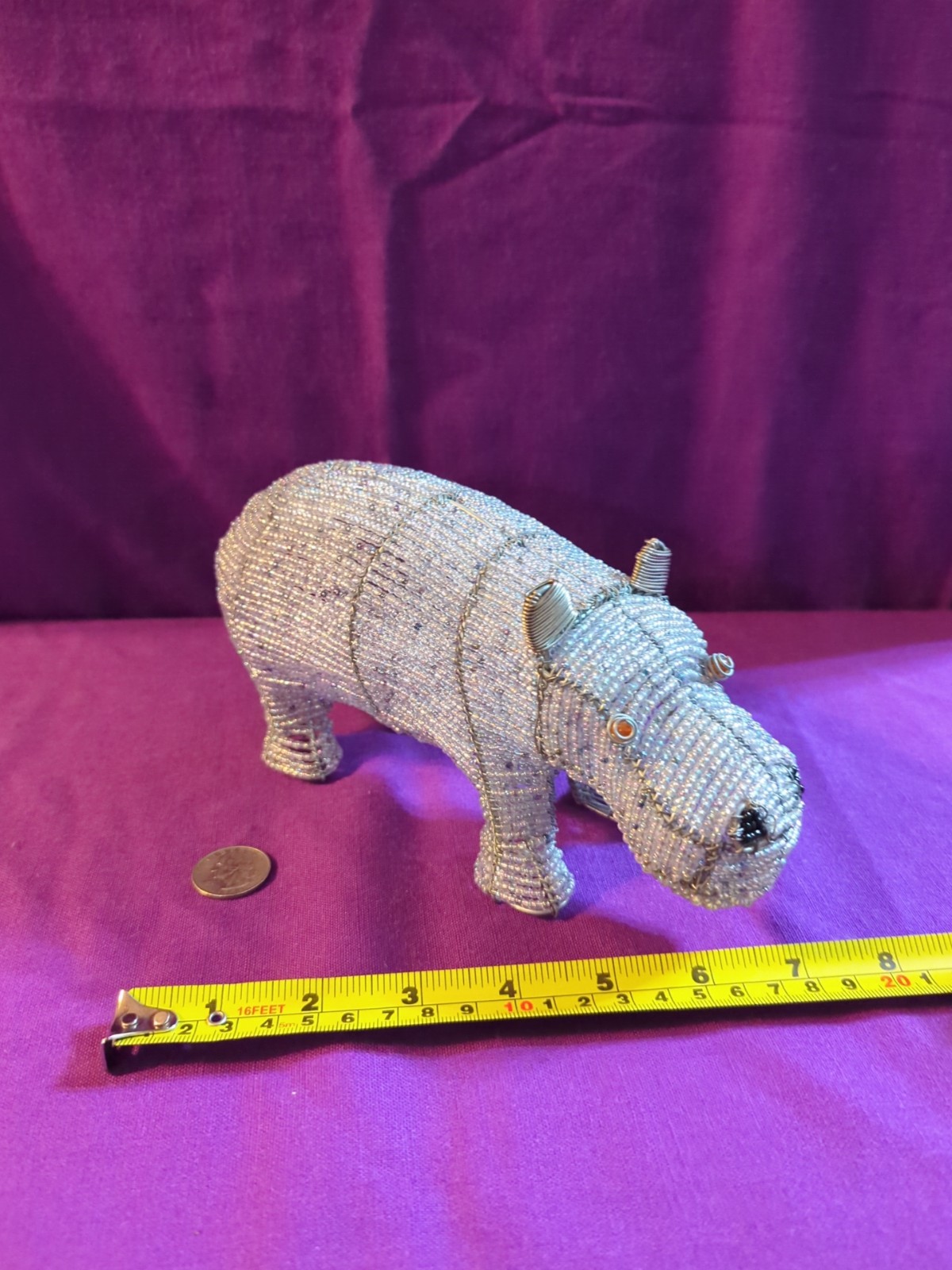 Art Glass Beads and Wire Hippopotamus Safari Animal
