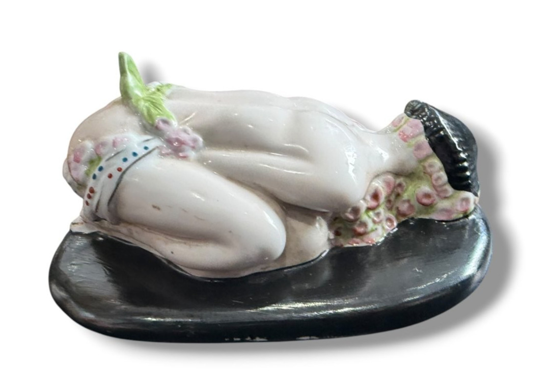 Antique Statue Woman Paperweight Nude Sculpture Porcelain Lady Deco Art Female
