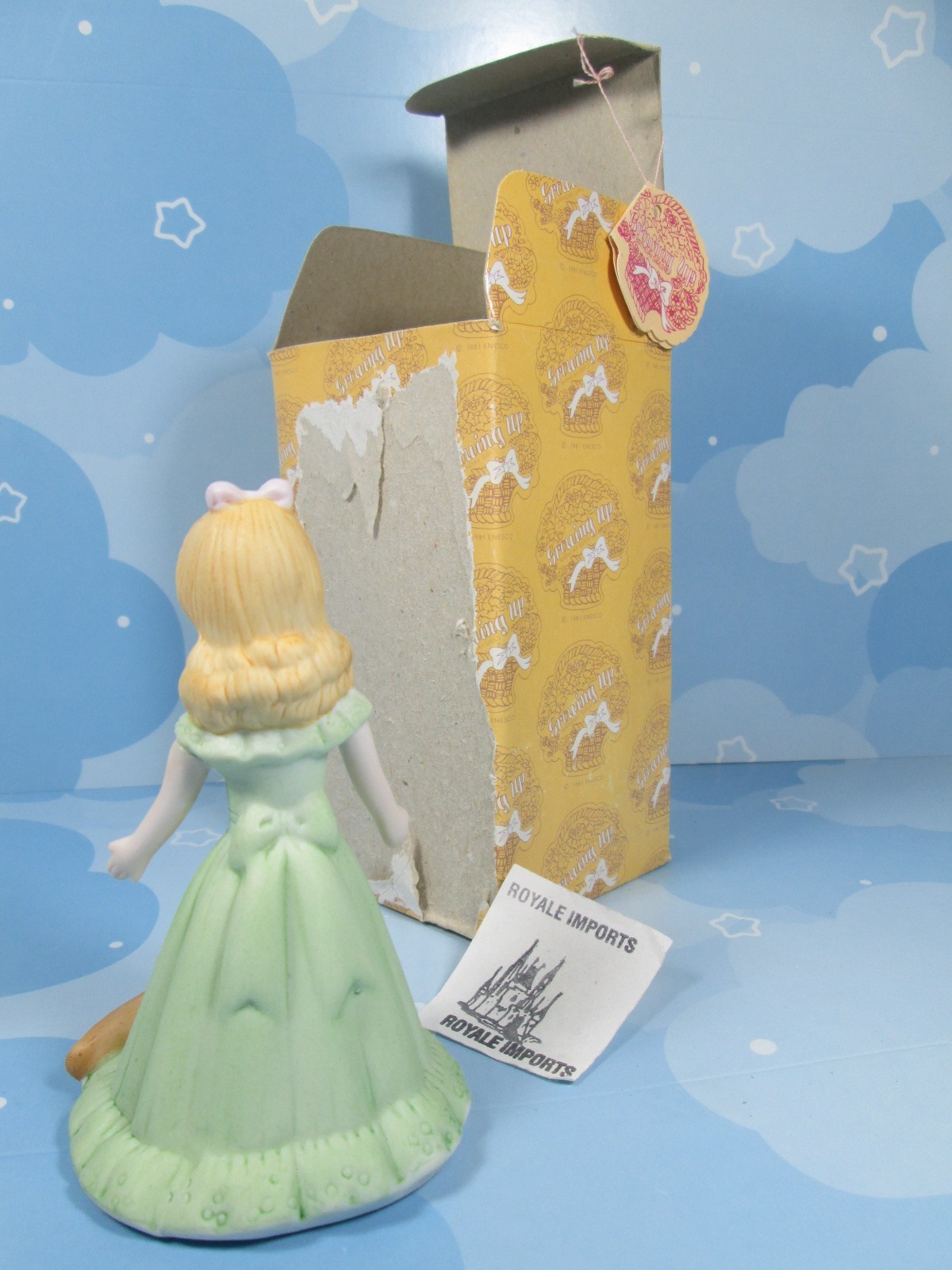 Enesco Growing Up Girls Birthday Age 7 Blonde Green Dress E2307 In Box