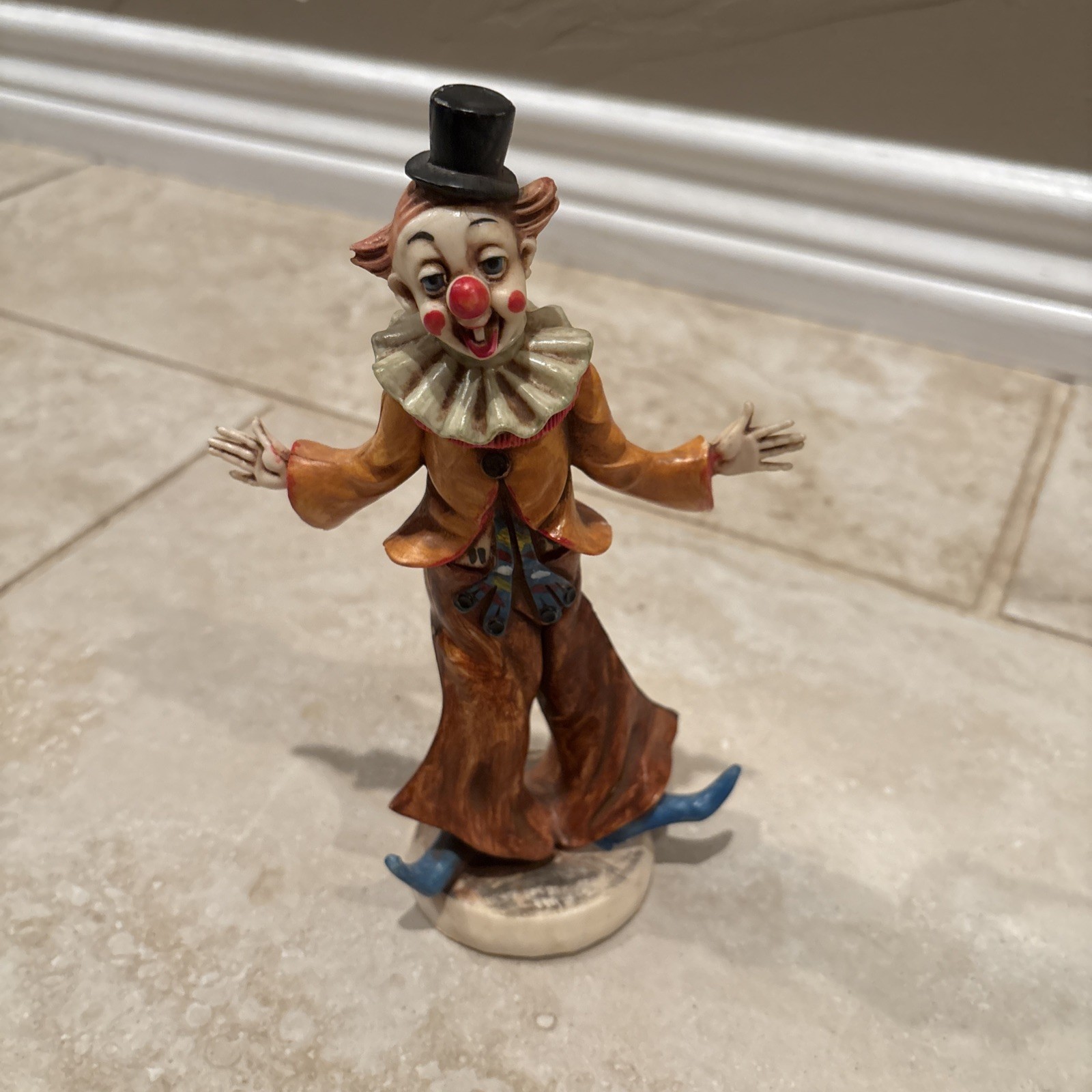 Vintage Fontanini Depose Celluloid Resin 8” Clown Figurine Handpainted Italy