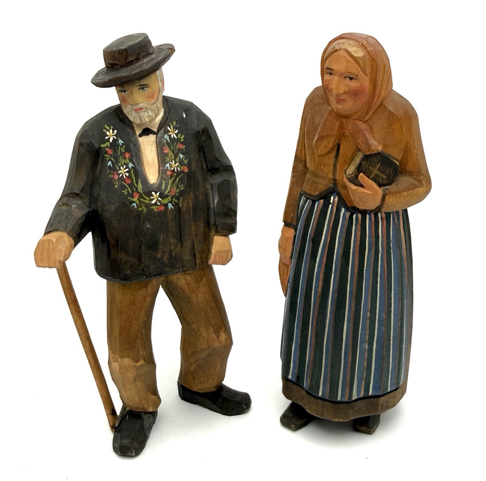 Vintage Swiss Hans Huggler Wyss Hand Carved Man & Woman *READ Description