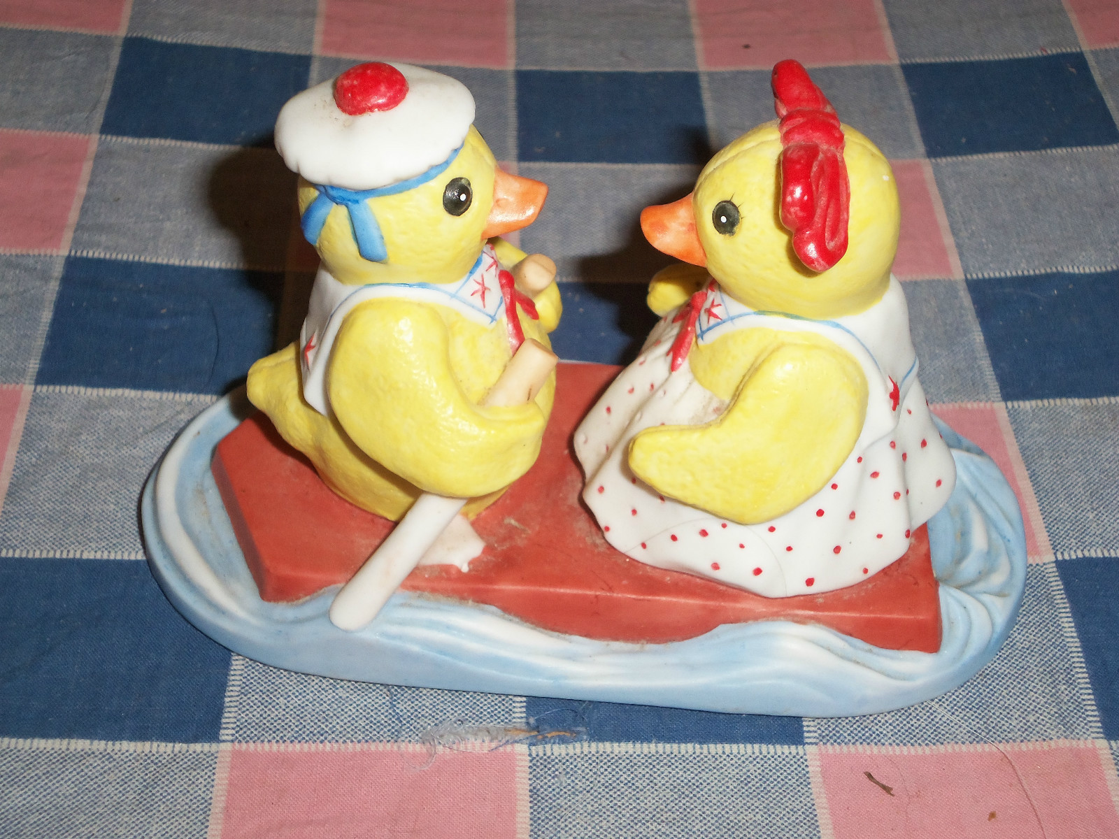Cute Two Ducks on Raft Rowing Boy Girl 3 1/4″ High