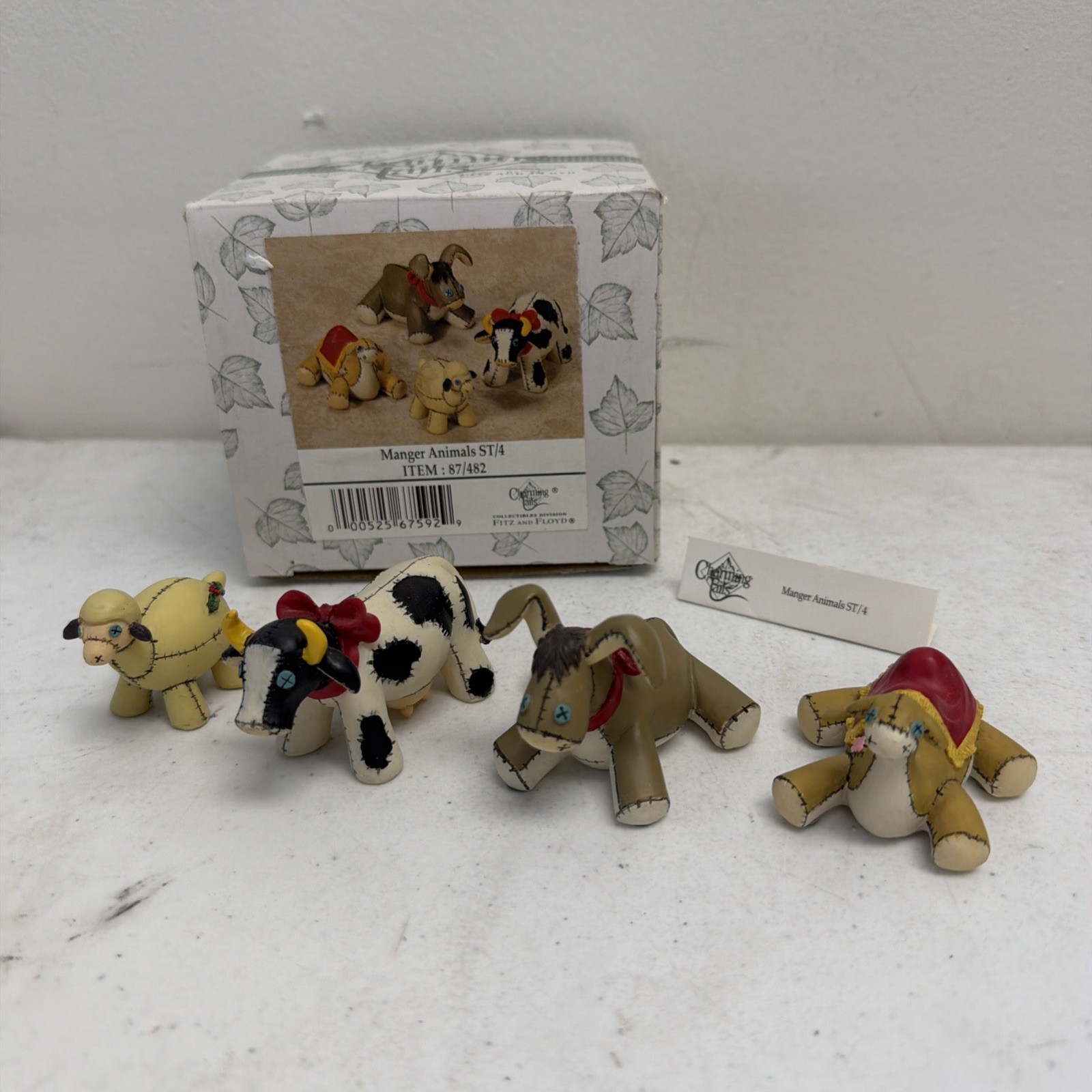 Charming Tails Manger Nativity Animal Figurines Patchwork Cow Camel Donkey Lama