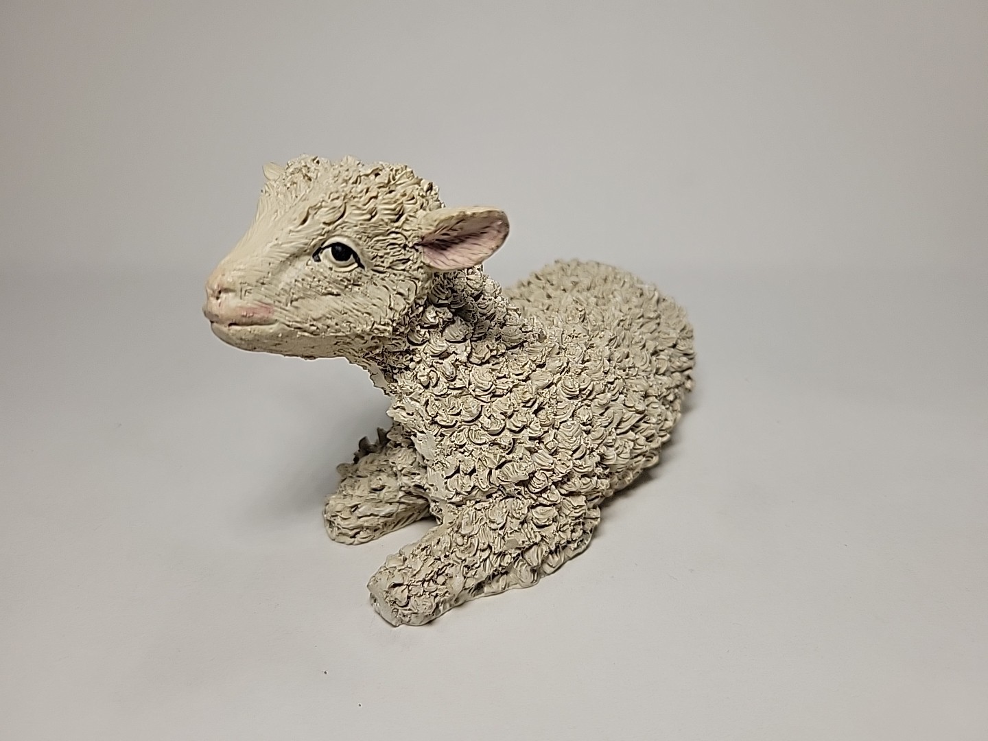 Vtg Stone Critters Style Lamb Carved Resin Stone Animal Figure 4.5″ Religious