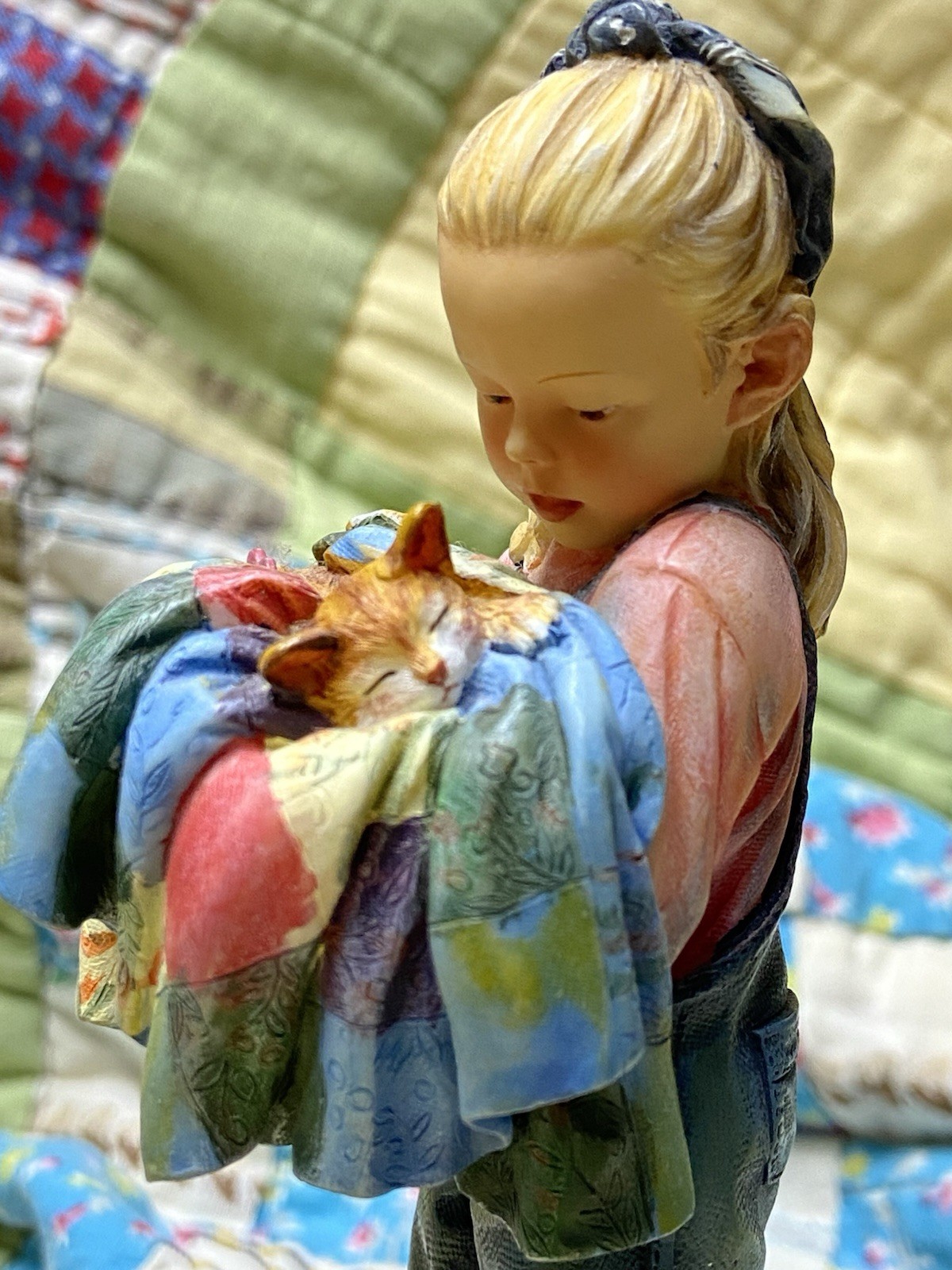 Mama Says…. Guard Your Treasures Figurine Demdaco Girl w/ Kitten 2003