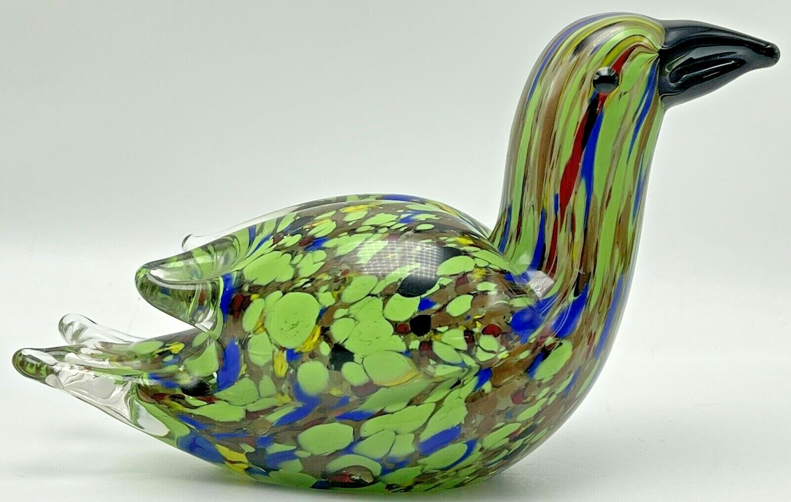 Murano Style Art Glass Chunky Glass Bird Sculpture Figurine Paperweight