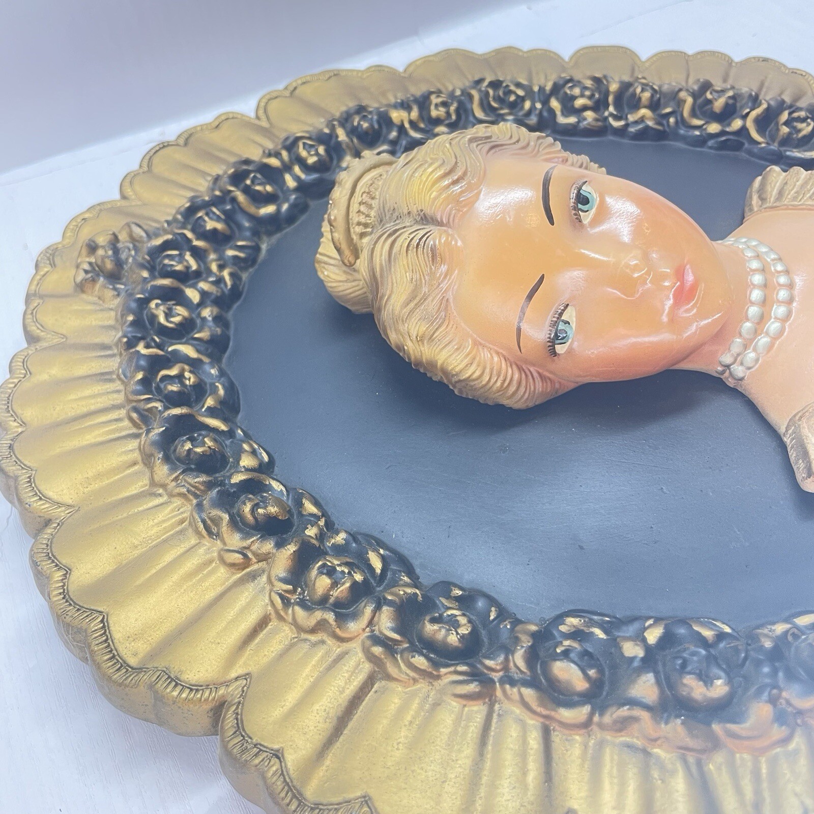 Vintage Chalk Ware Bust Wall Plaque Victorian Lady