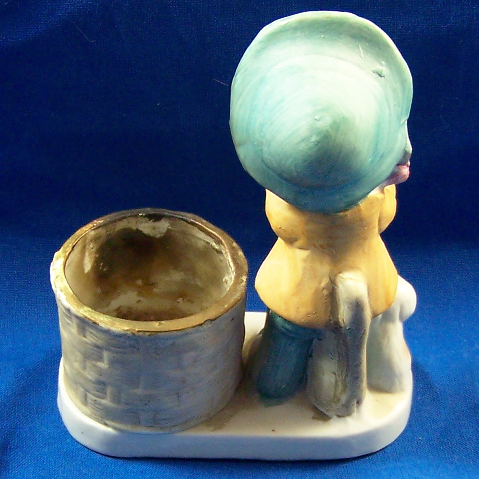 Vintage 1970″s Jasco Luvkins Candle Holder Girl With Puppies Bisque Porcelain