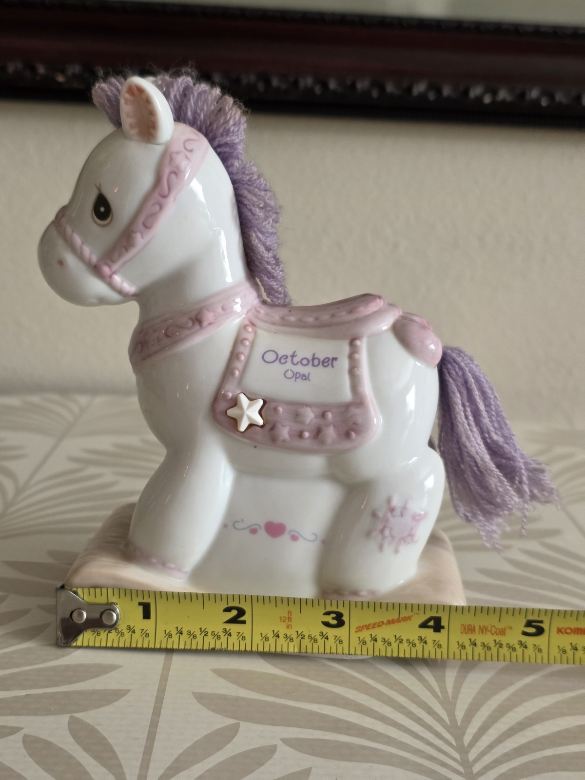 Year 2000 October Opal Precious Moments Rocking Horse Birthday Bank No Box