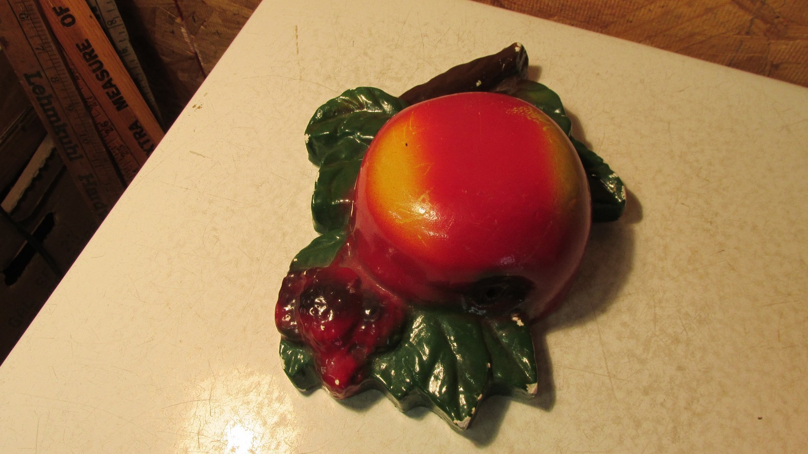 Antique Chalkware Apple String Holder #3
