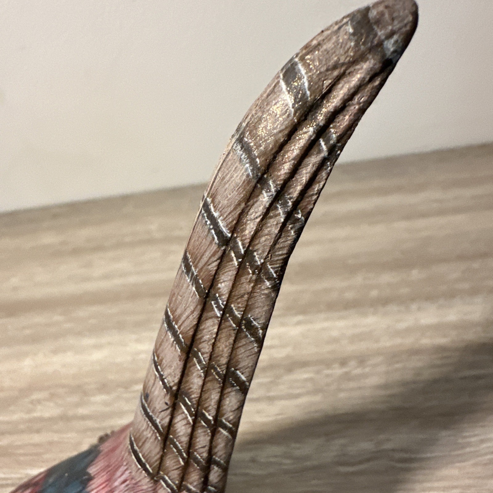 Vintage Handmade Hand Painted Wooden Pheasant Carving Folk Art Realism