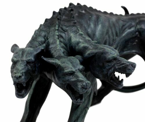 Three Headed Cerberus Statue Figurine Hades Guardian Fantasy 7.75″ Long Decor