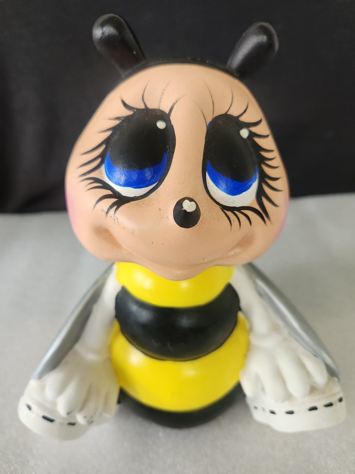 Ceramic Bumblebee Figure Hand-Painted Cute Girl Bee • 9″×7″ Not A Bank