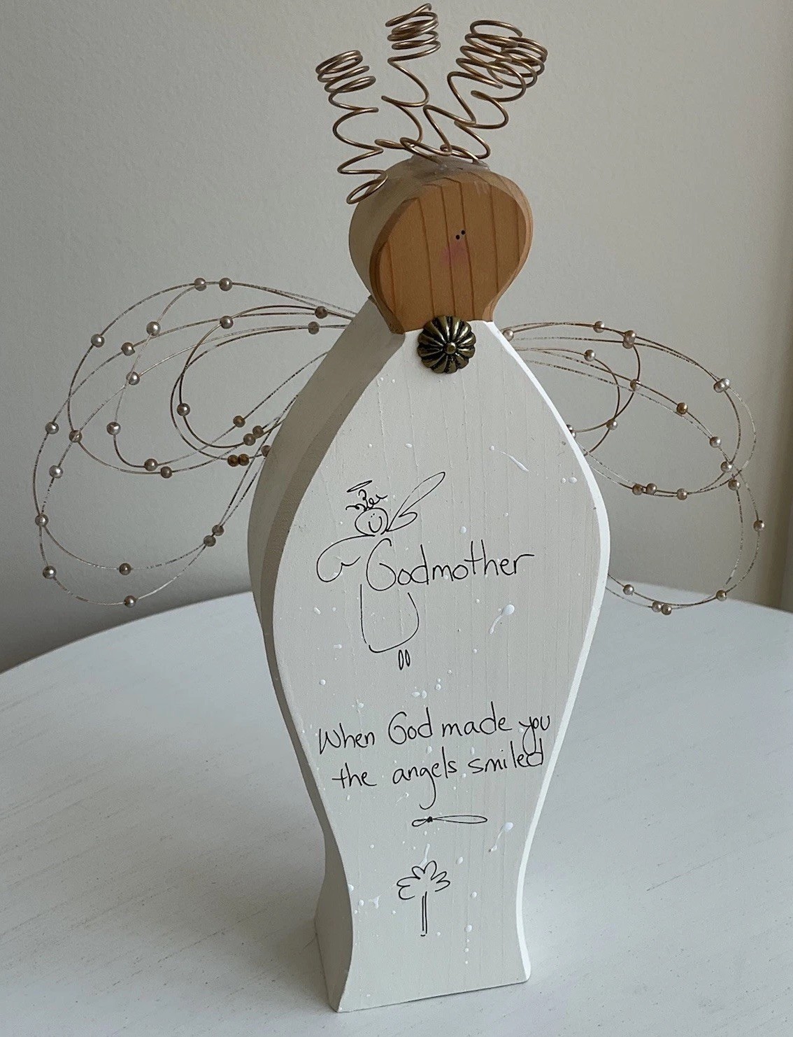 Gift for Godmother Angel Wooden Cutout Figurine Shelf Decoration Farmhouse New
