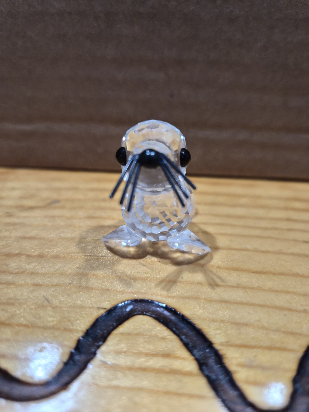 Vintage Swarovski Crystal Mini Baby Pup Seal Figurine Metal Whiskers Retired