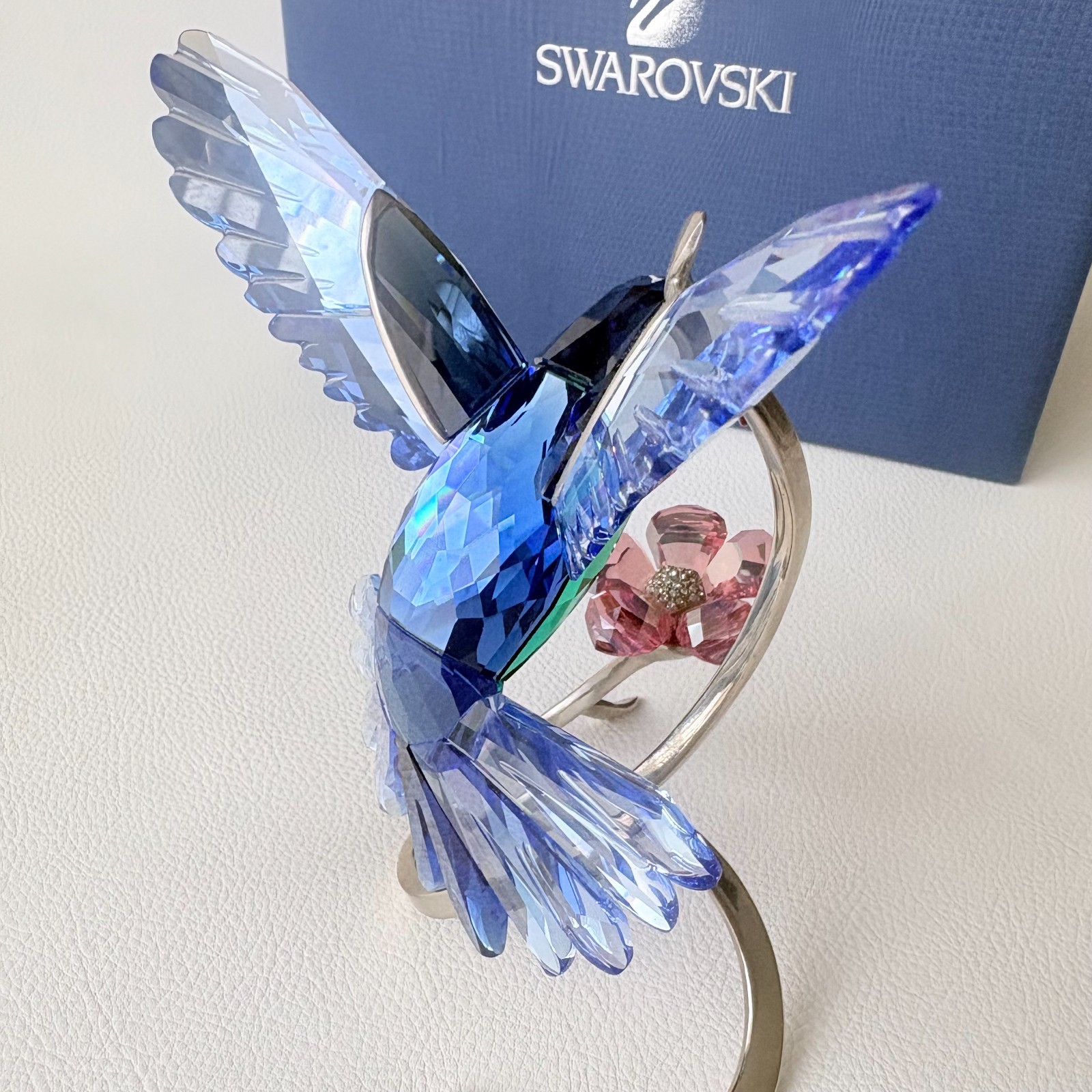 Swarovski Paradise Birds Hummingbird Rose Flower 1188779 Boxed Tail Restored