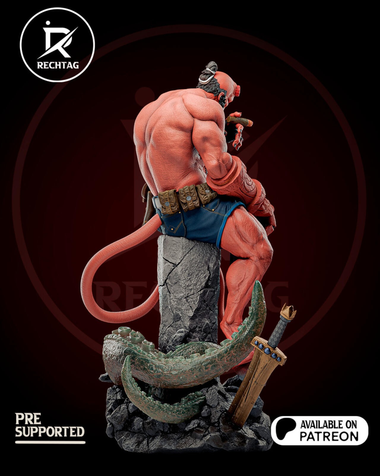 Hellboy | 3D Printed Sculpture | Unpainted 1:8