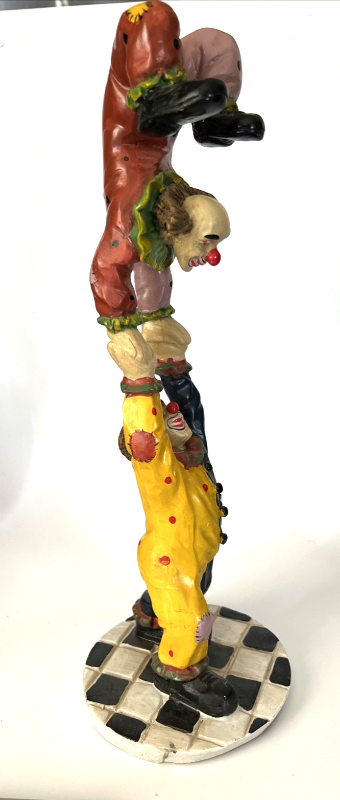 Vintage Happy Funny Clowning TST Circus Clowns Resin 15 1/2″ Tall Sculpture