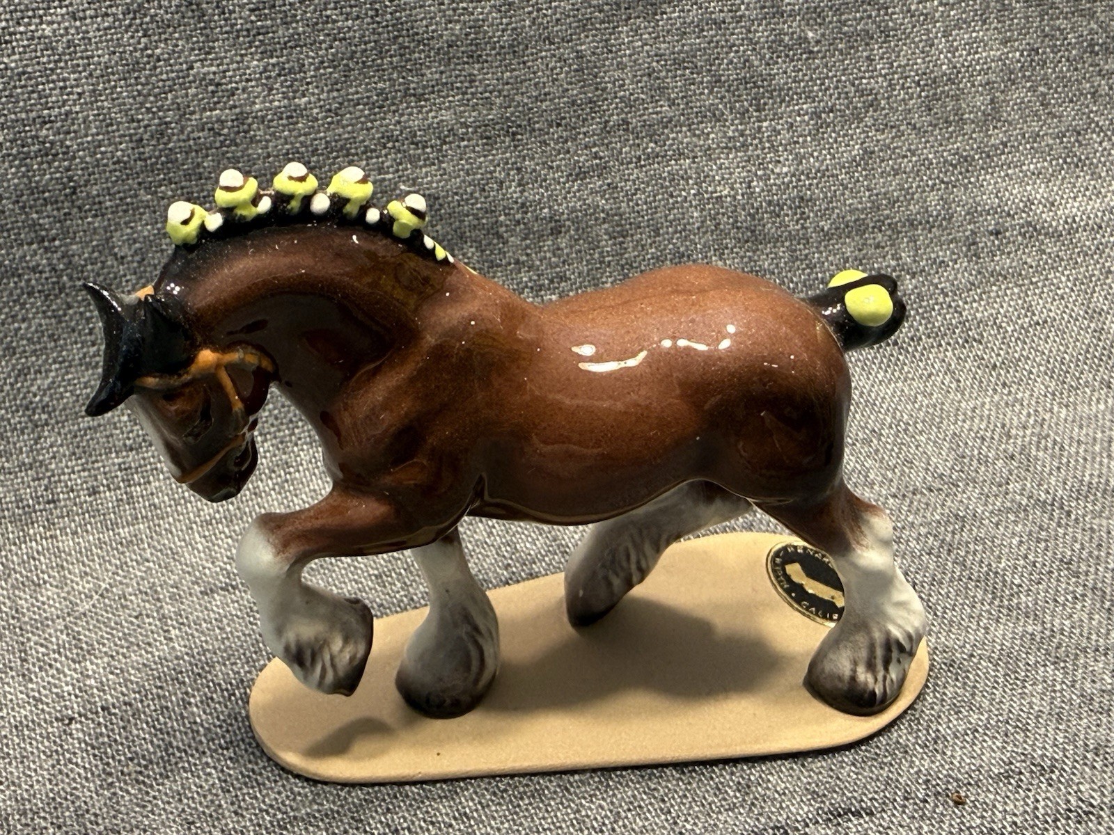 Hagen-Renaker Clydesdale Draft Horse Figurine with Green Ribbons Sticker EVC