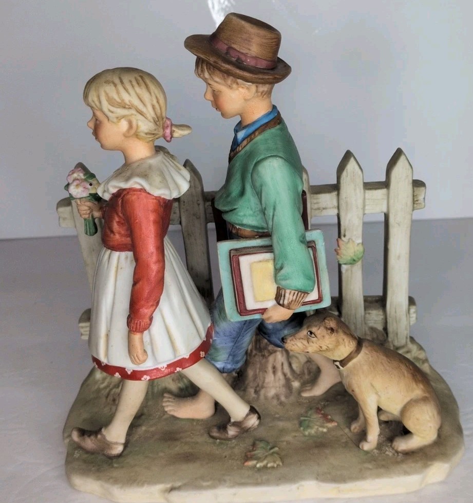 Norman Rockwell Fall Figurine A SCHOLARLY PACE 4″ x 8″ x 8.5″ 1st Edition