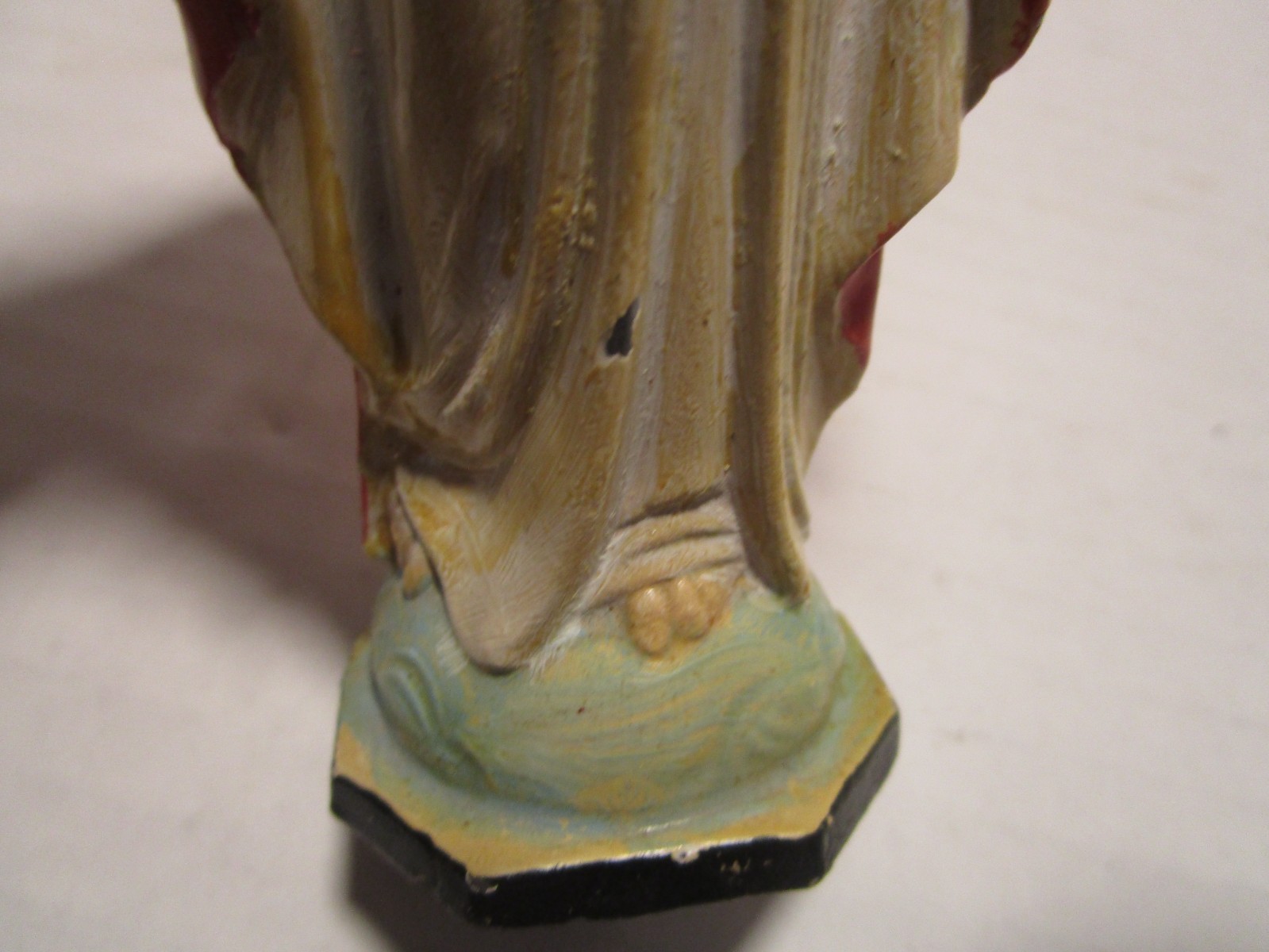 Antique Cast Spelter Metal JESUS Sacred Heart Figurine open arms 5.5” t 1900s