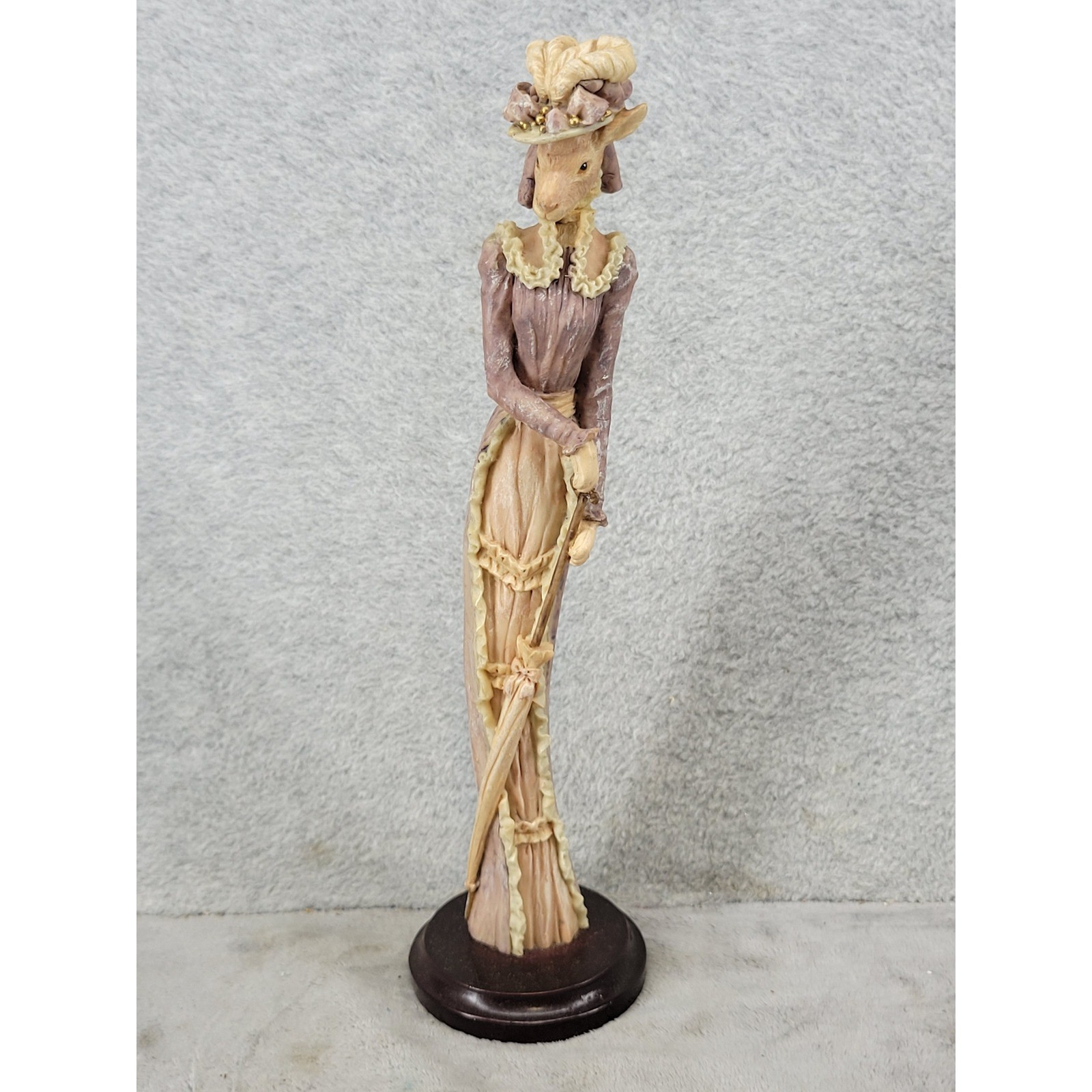 Victorian Anthropomorphic Doe Deer Figurine Resin Statue Lady in Dress 12.5″