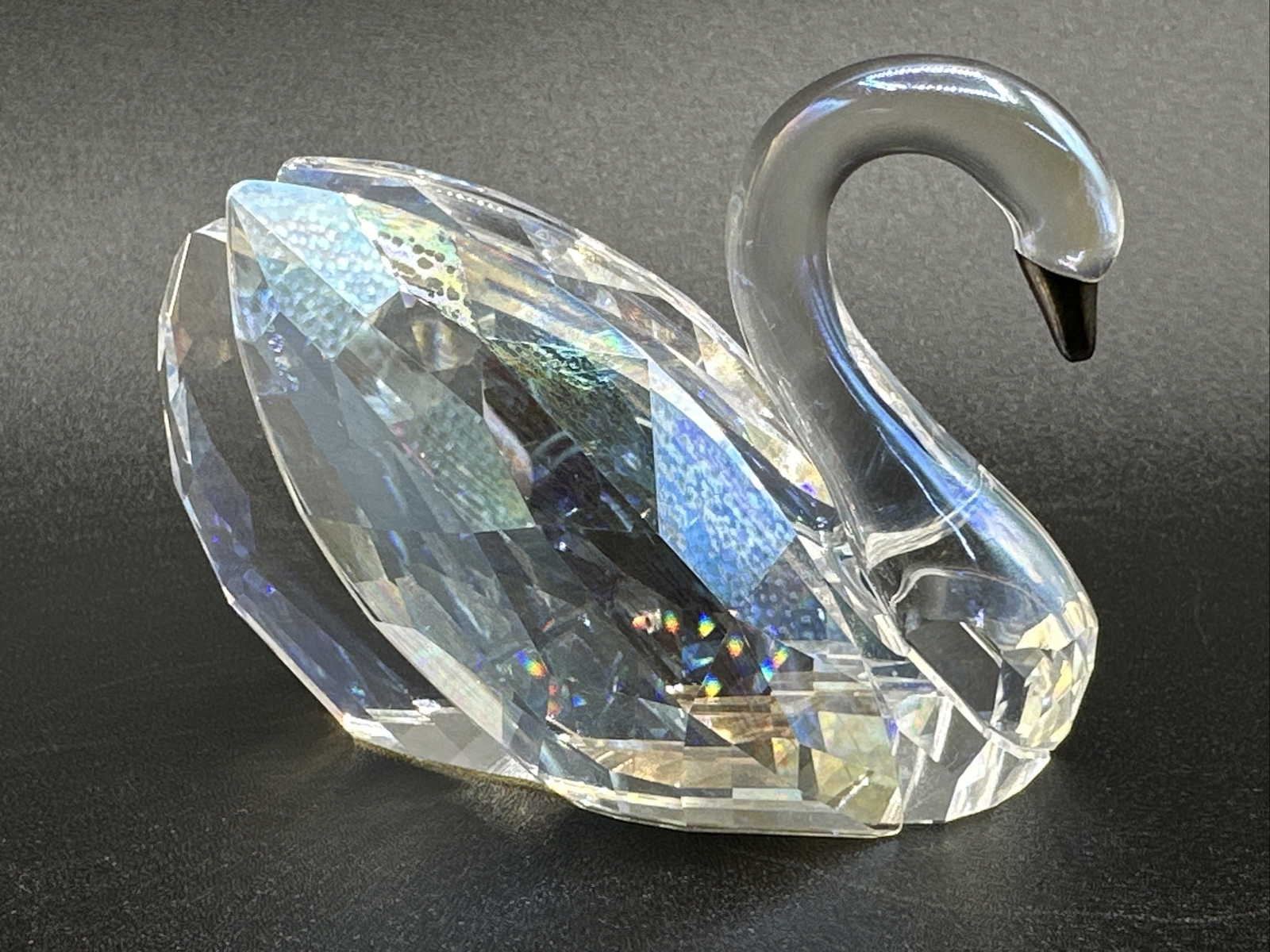 Swarovski Swan Clear Crystal w/ Black Colored Beak Signed w/ Logo 2″ x 3″