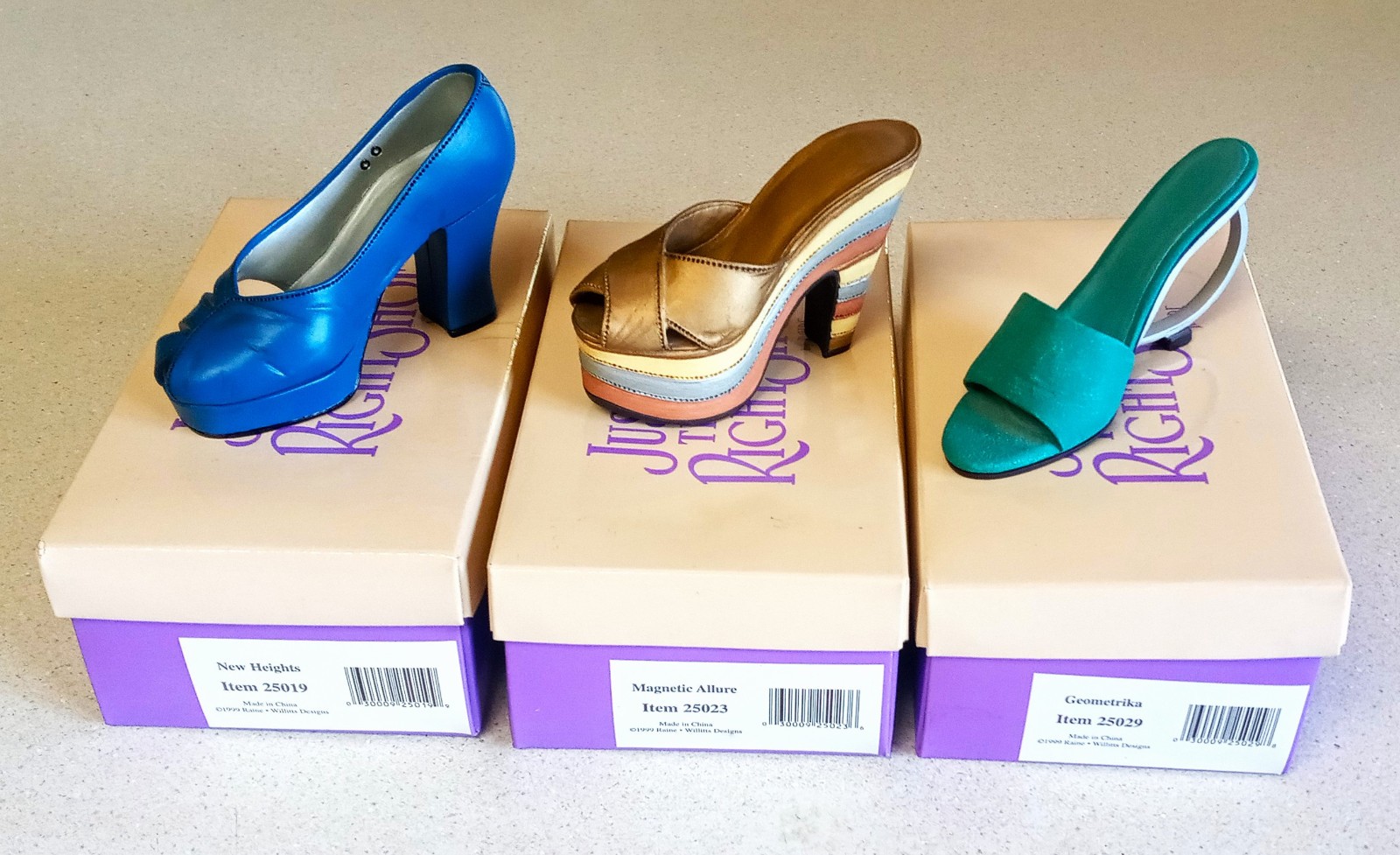 1999 Just the Right Shoe Lot 3 in Boxes New Heights, Magnetic Allure, Geometrica