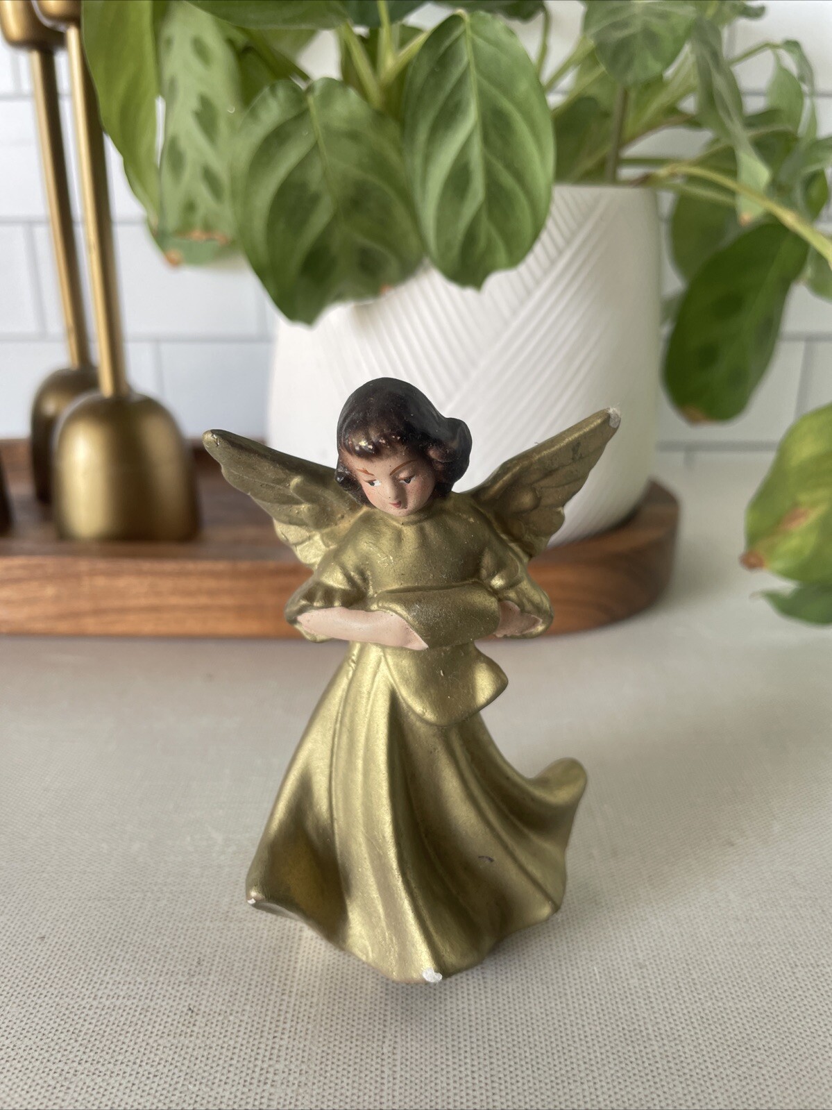 VTG ARCO Winged Angel Fine Quality DALLAS Made In Japan Gold Mid-Century 3.75”