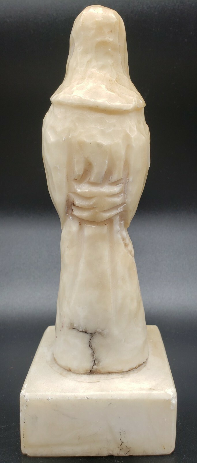 Vtg Alabaster Marble Monk Statue 8″ Carved Stone Religious Figure Heavy 2lb MCM