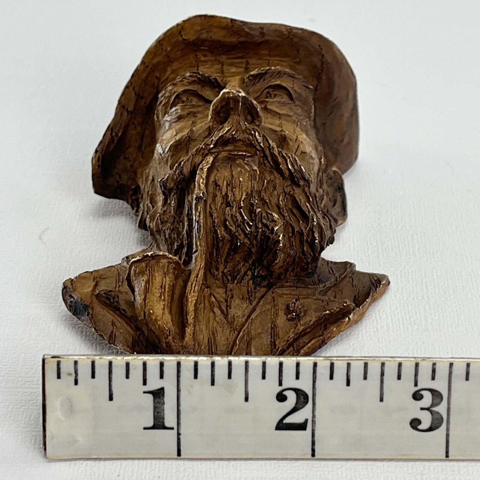 Old Man Smoking Pipe Small Cast Resin Black Forest Souvenir Wall Mount Sculpture