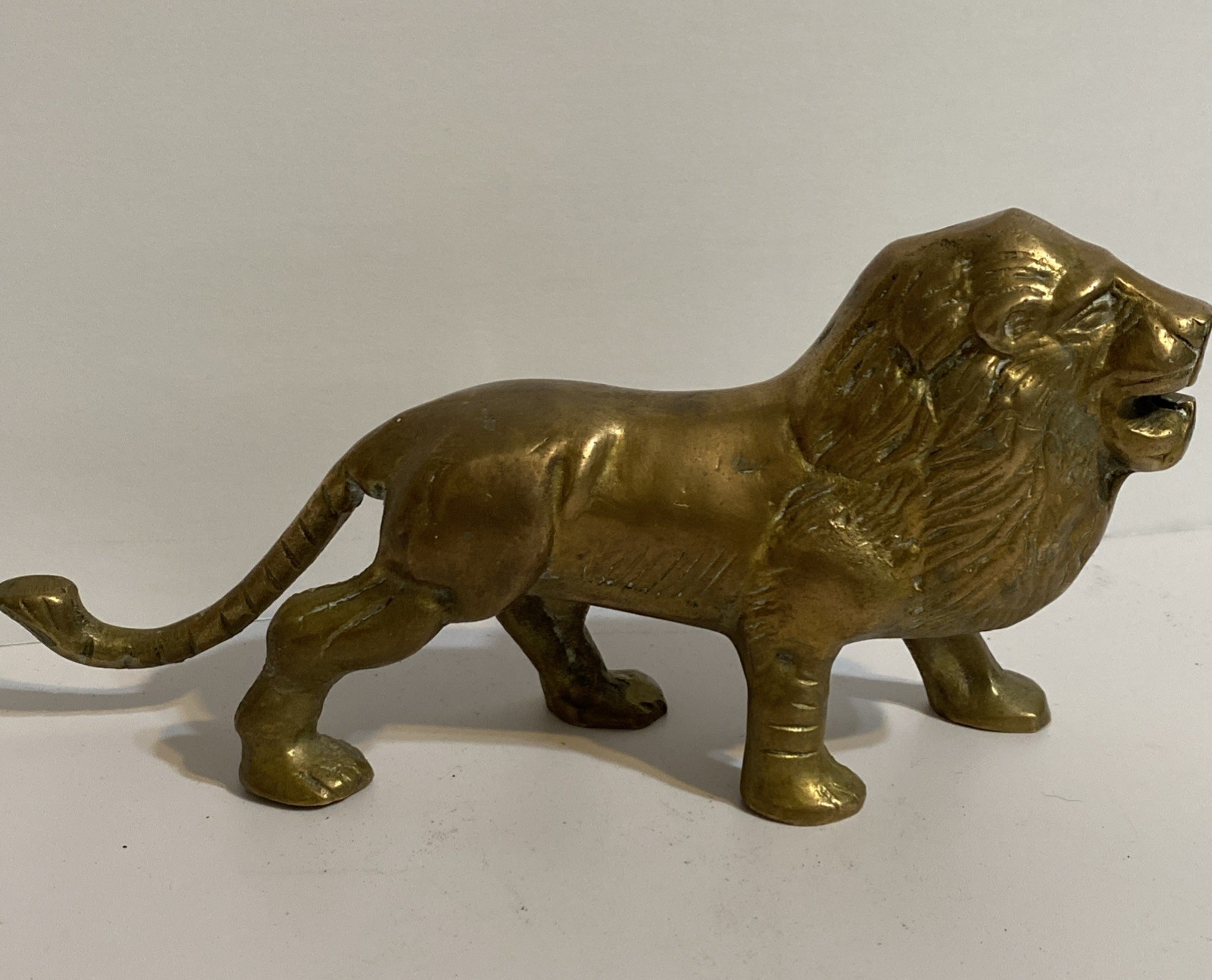Vtg Brass Roaring Lion Sculpture Statue Figurine King of The Jungle 7″