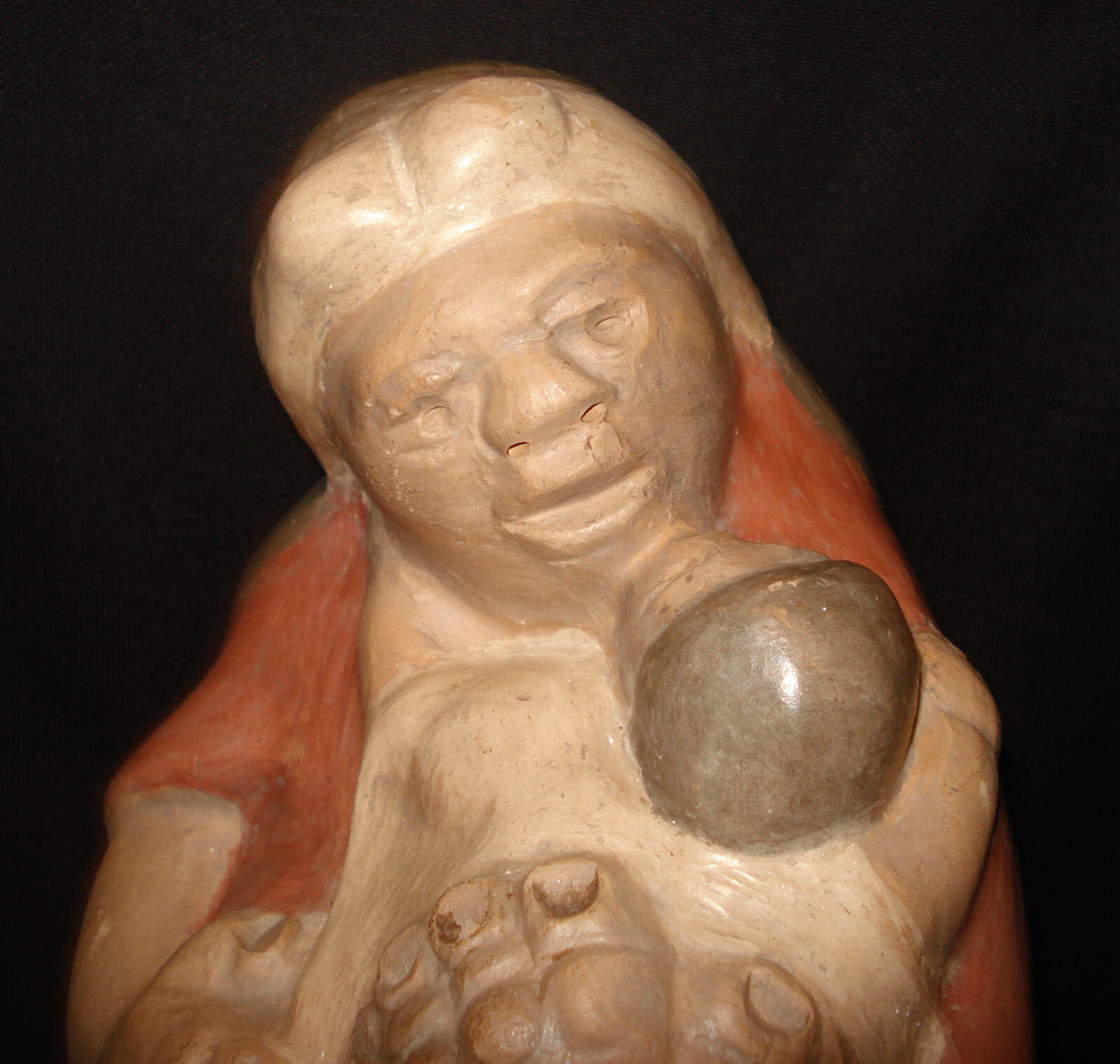 Taller Amerindio Chile Red Clay Primitive Folk Art Pottery Mother & Child Statue