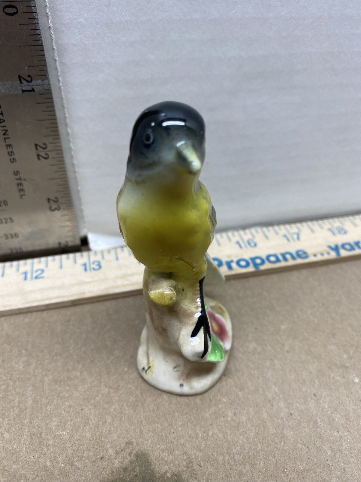 Vintage Bird Figurine Oriole Bird Black and Yellow 3.5 inch Porcelain Japan