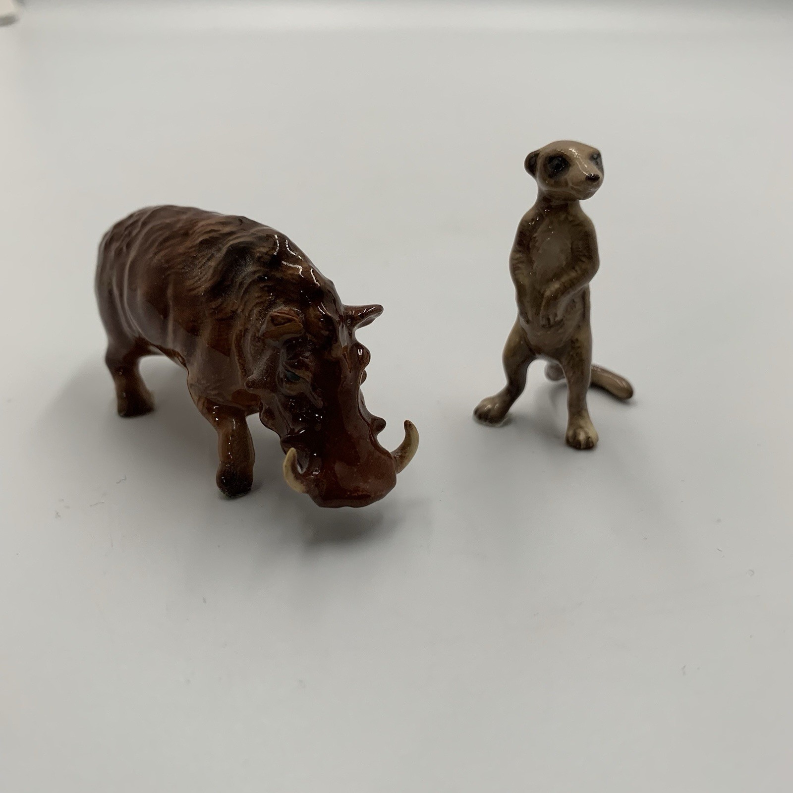 Vintage Hagen Renaker Wild Boar and Merrkat Porcelain Figurines